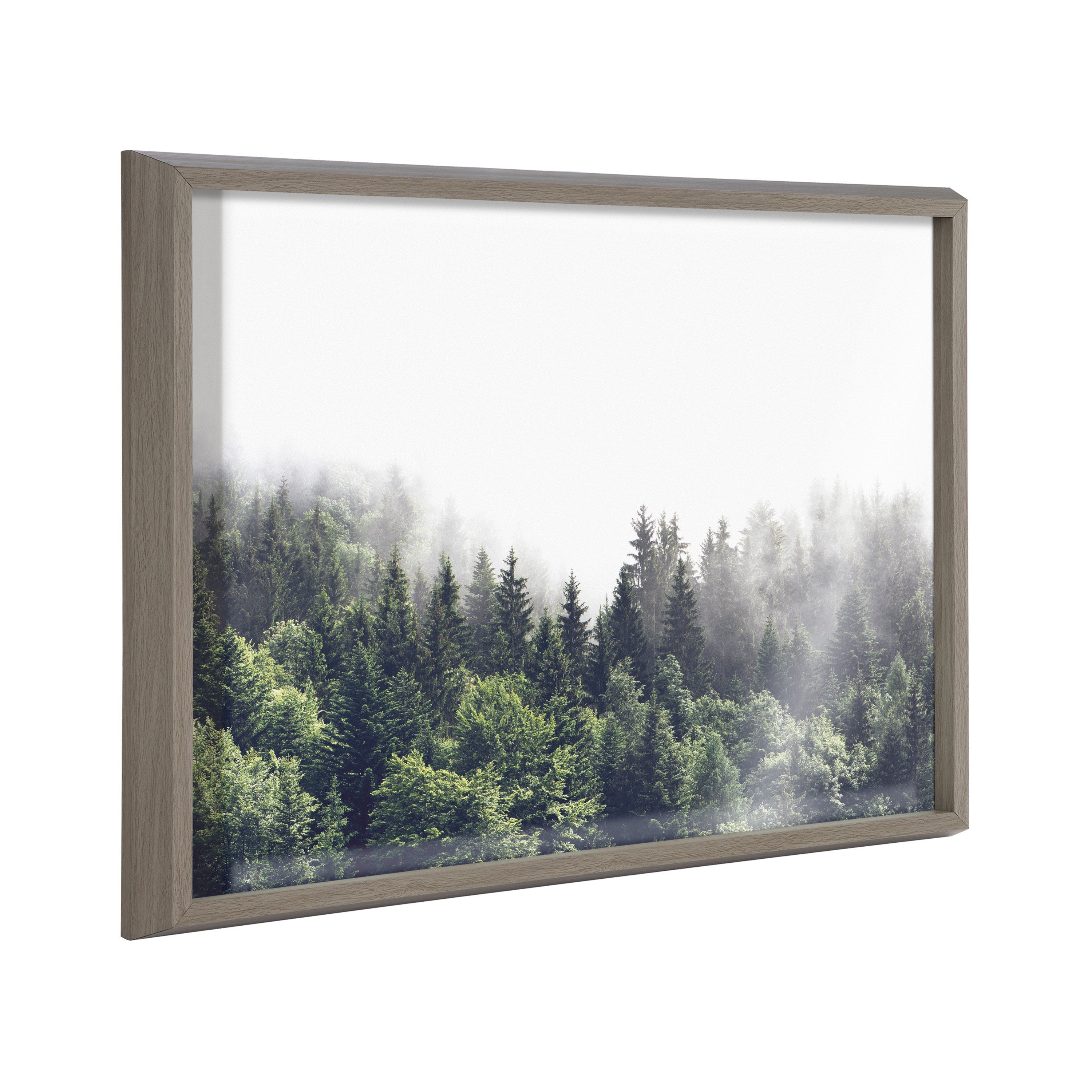 Blake Lush Green Forest on a Foggy Day Framed Printed Glass by The Creative Bunch Studio
