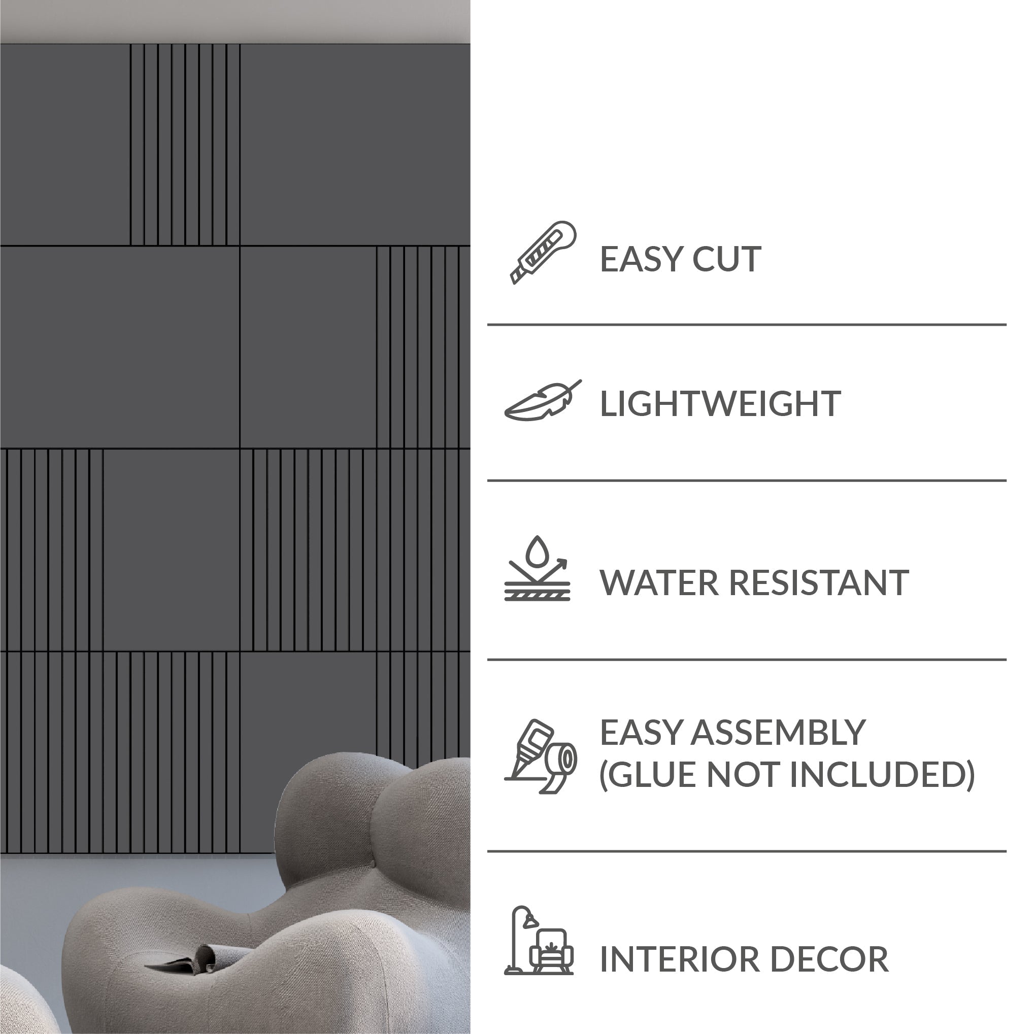 Dark Grey 3D Wall Panels-4