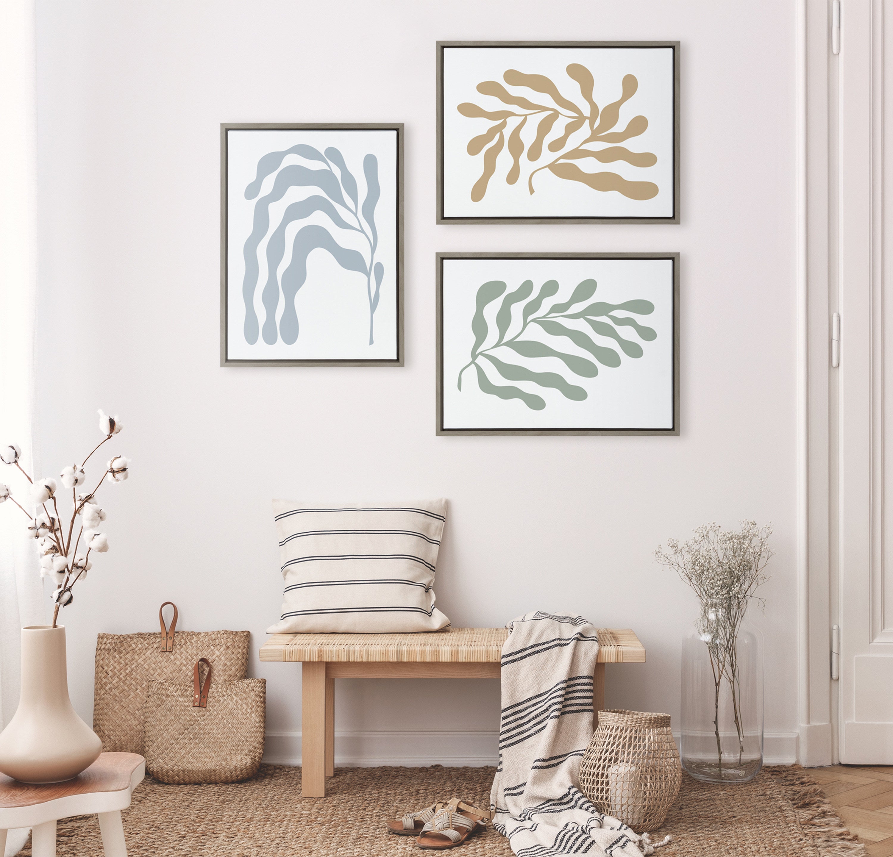 Sylvie Matisse Inspired Abstract Botanicals Framed Canvas by The Creative Bunch Studio