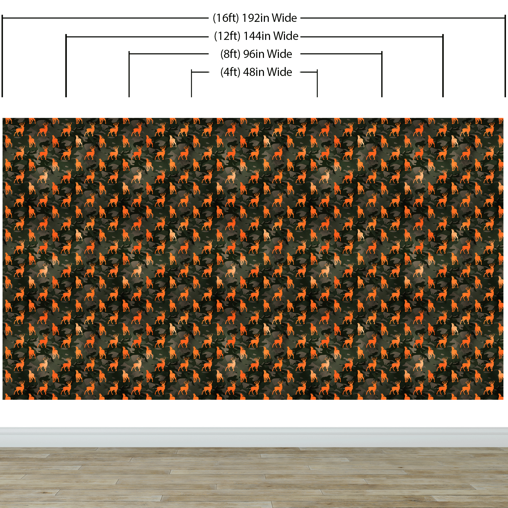 Deer Silhouette Camouflage Wall Mural. Military Theme / Hunter Home Decor. Peel and Stick Wallpaper. #6436