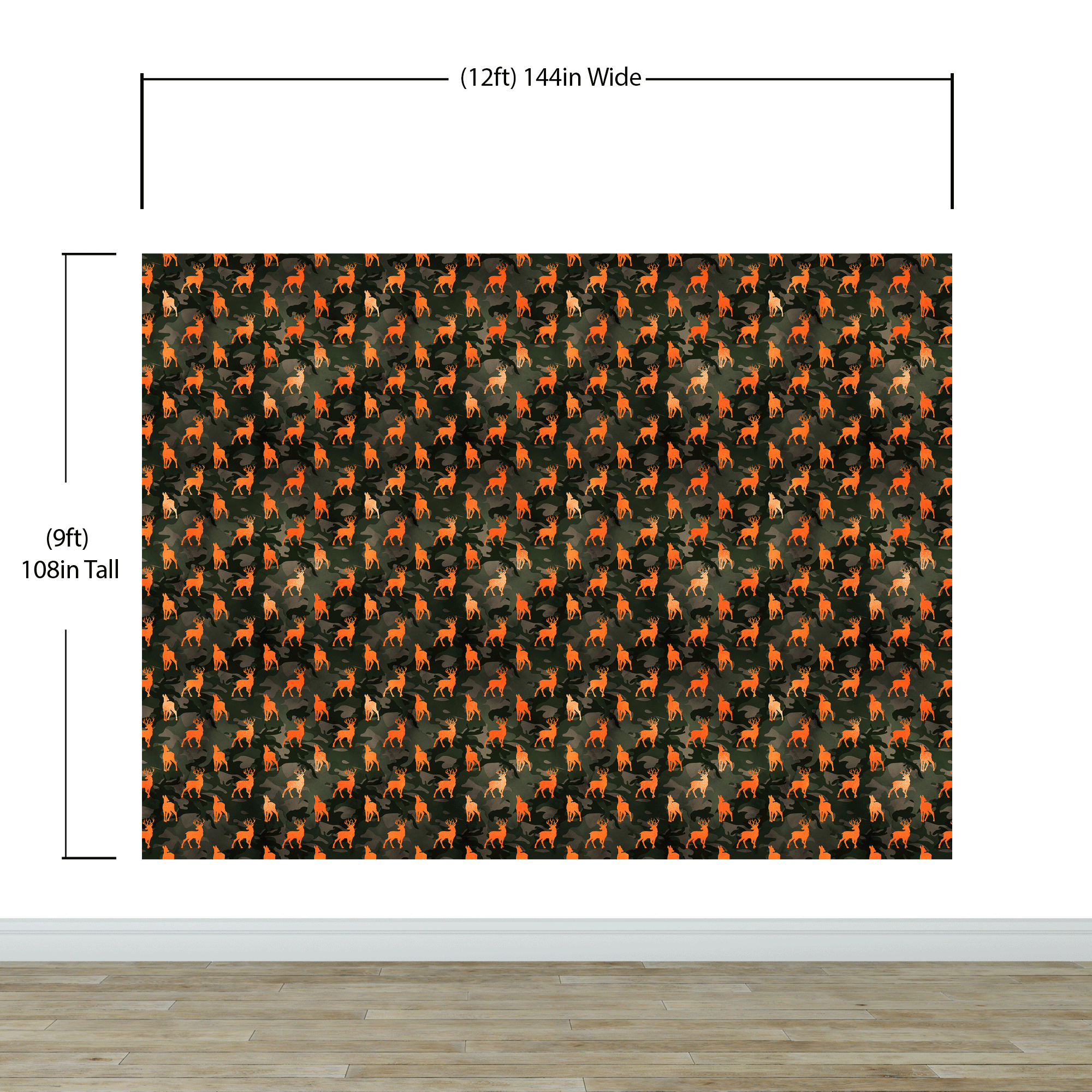 Deer Silhouette Camouflage Wall Mural. Military Theme / Hunter Home Decor. Peel and Stick Wallpaper. #6436