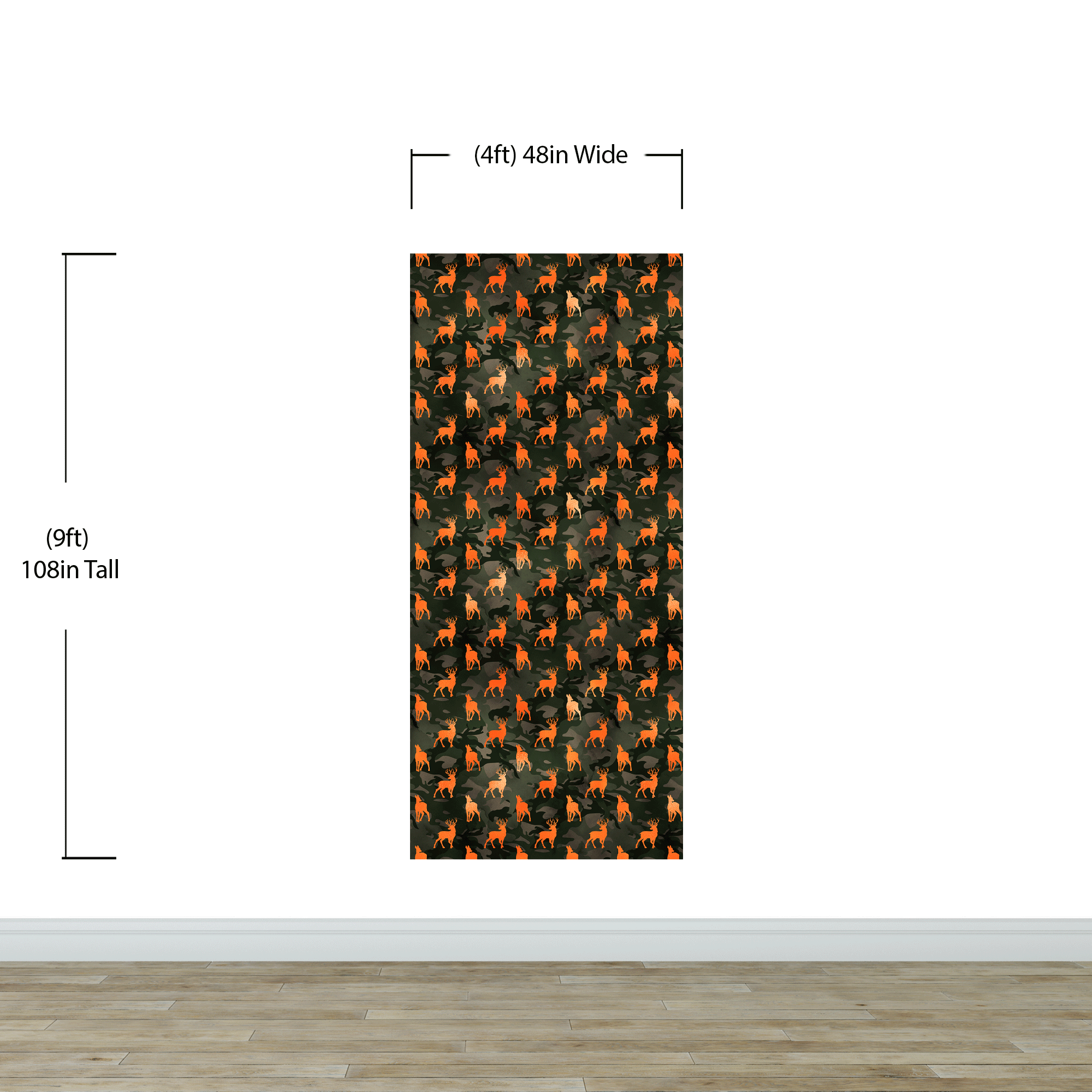 Deer Silhouette Camouflage Wall Mural. Military Theme / Hunter Home Decor. Peel and Stick Wallpaper. #6436