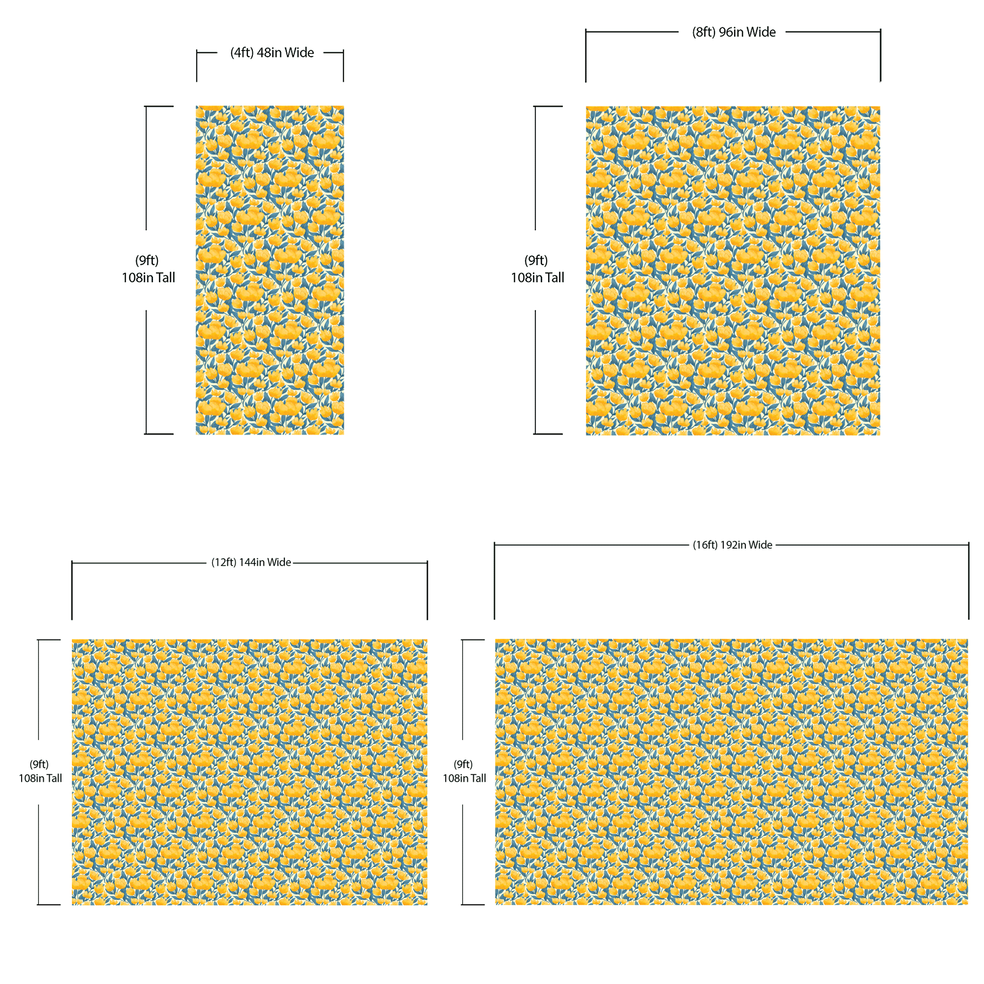 Yellow Floral Flower Background Pattern Wall Mural. #6456