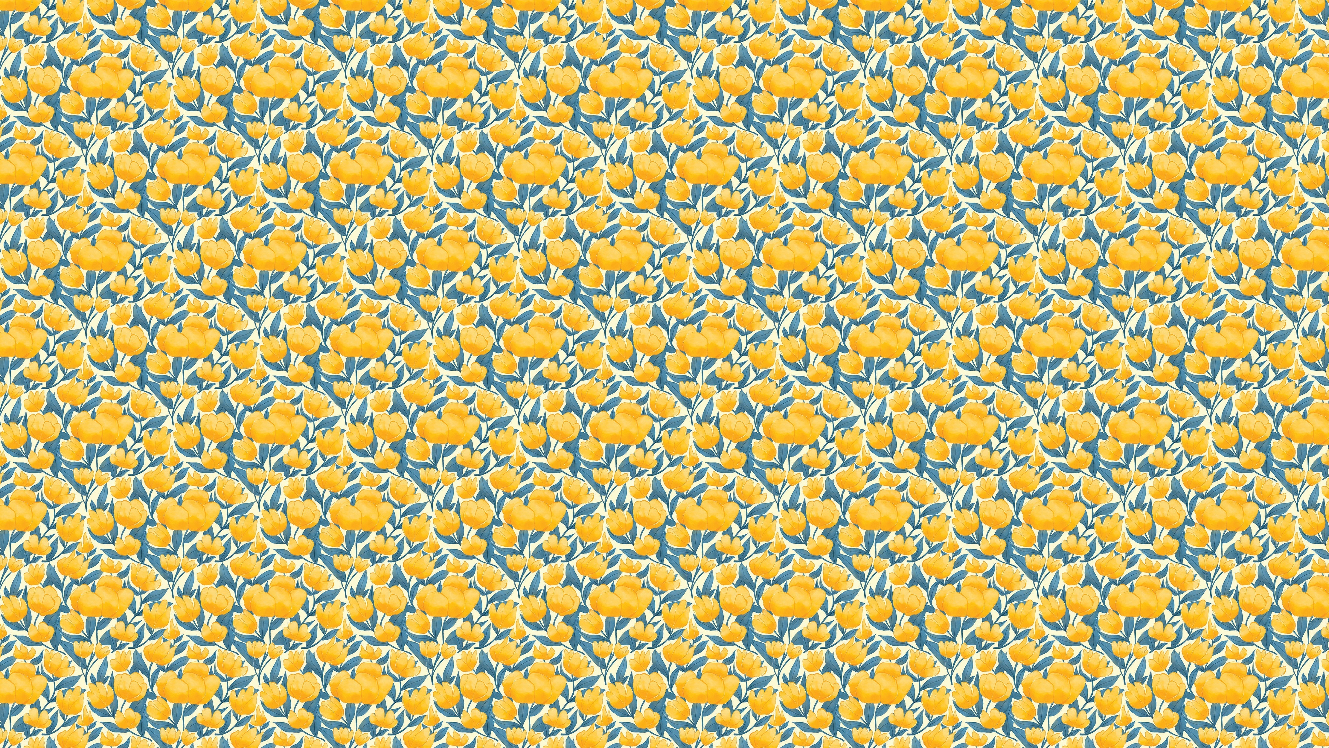 Yellow Floral Flower Background Pattern Wall Mural. #6456