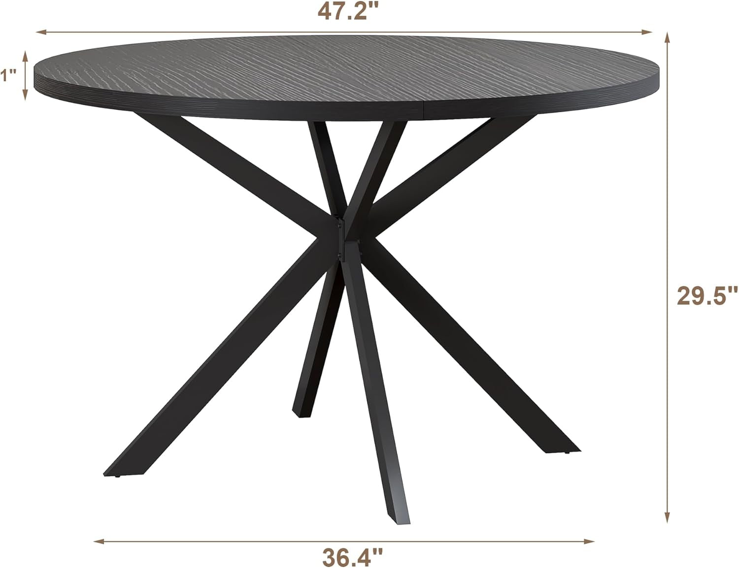 47.2 Inch Circular Dining Table Matte Black Finish