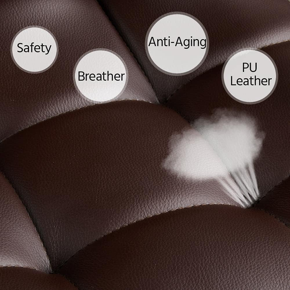 Adjustable Bar Stools Set Of 2 360 Swivel Brown PU Leather