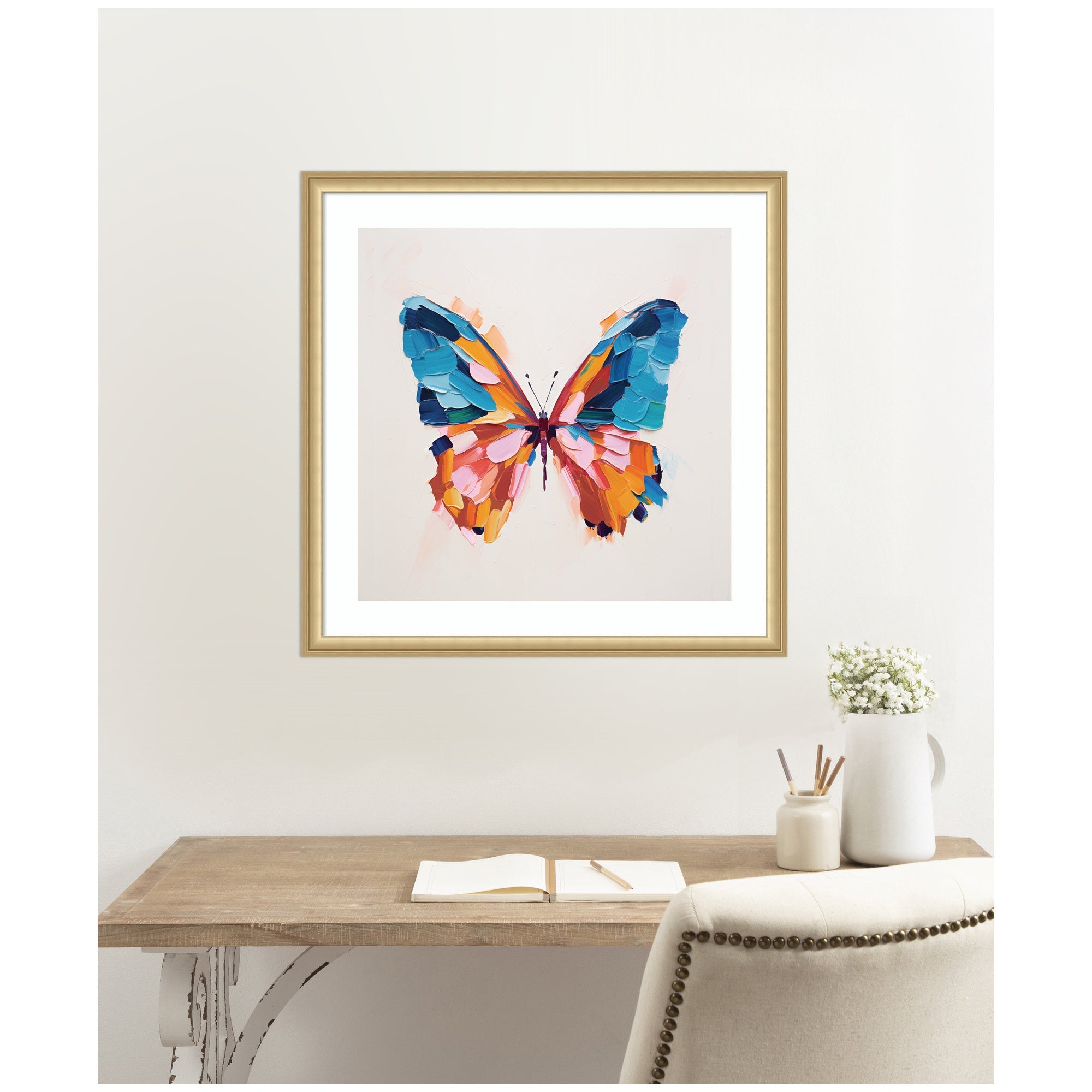 Framed Art Bold Colorful Brush Boho Butterfly by The Creative Bunch Studio