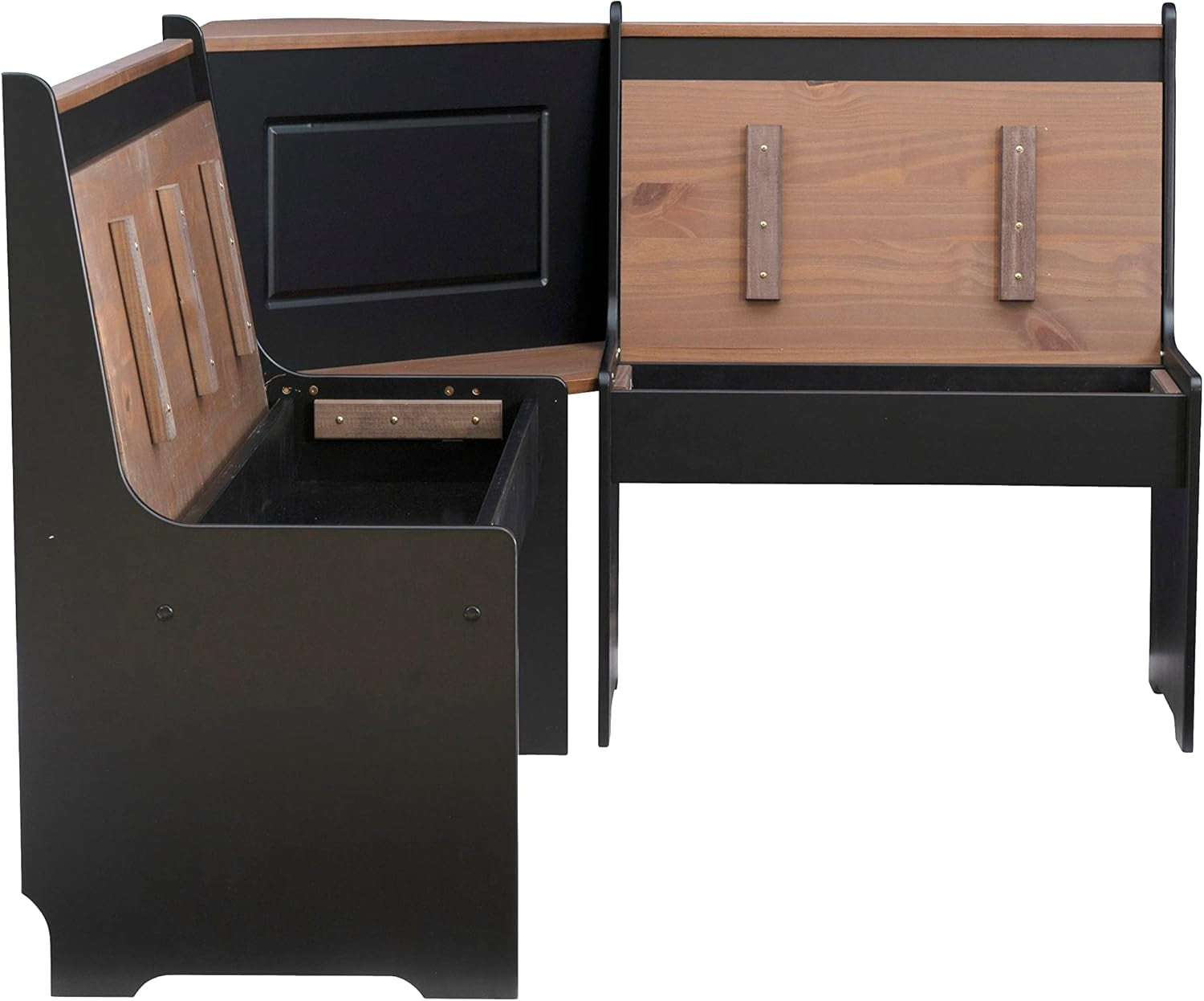 Black Pecan Five Seat Dining Set With Storage Benches