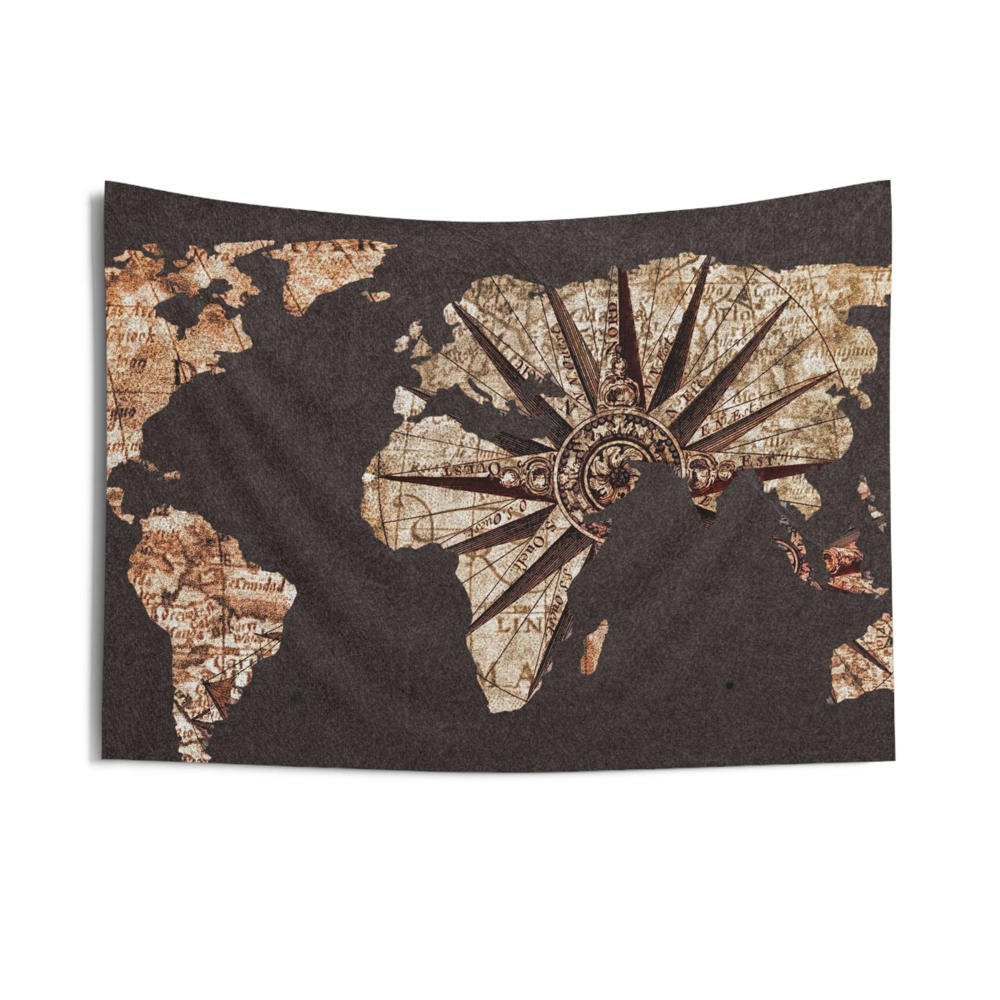 Worldmap Brown Tapestry-2