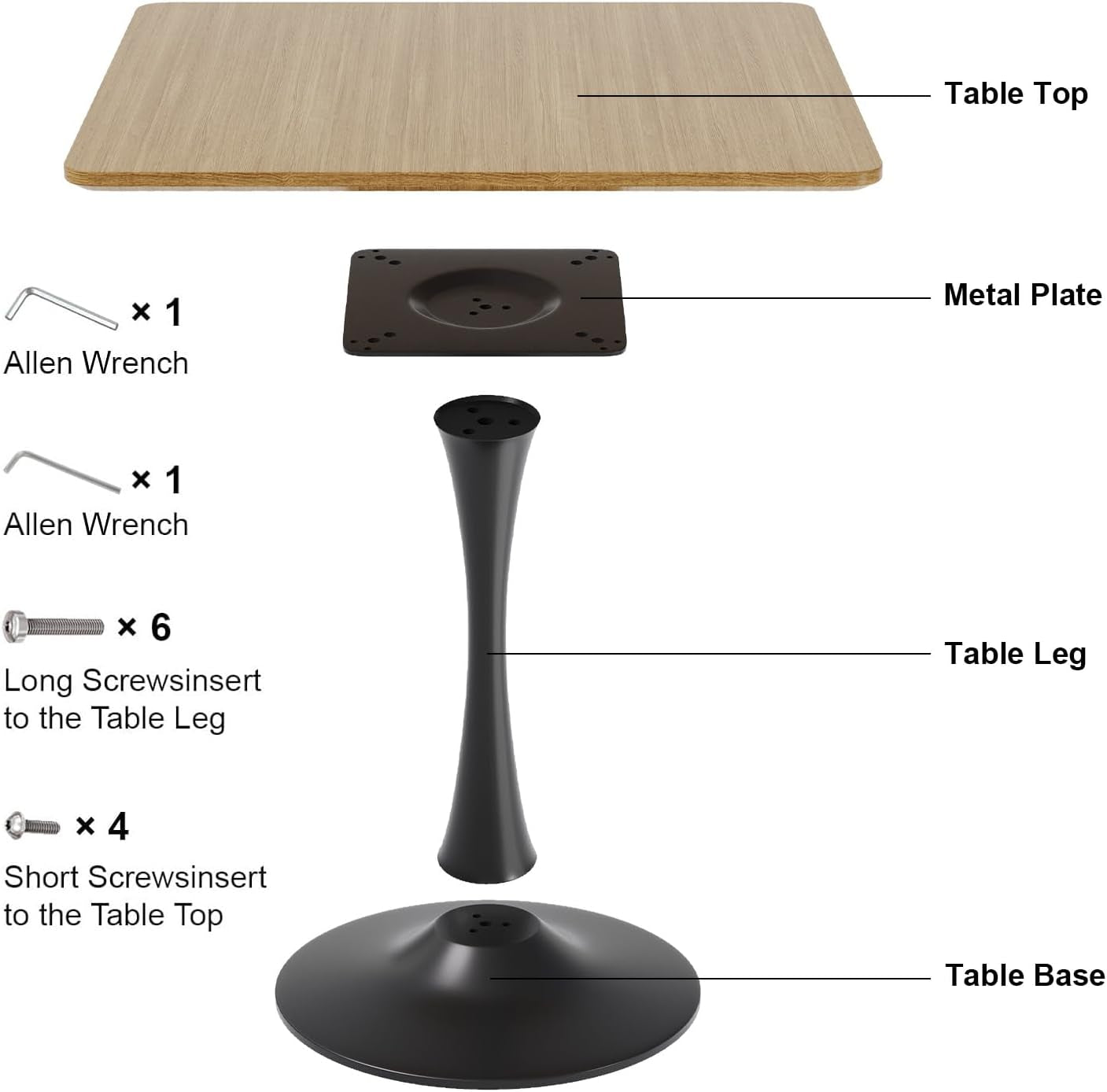 Walnut Finish Tulip Contemporary Dining Table For Two