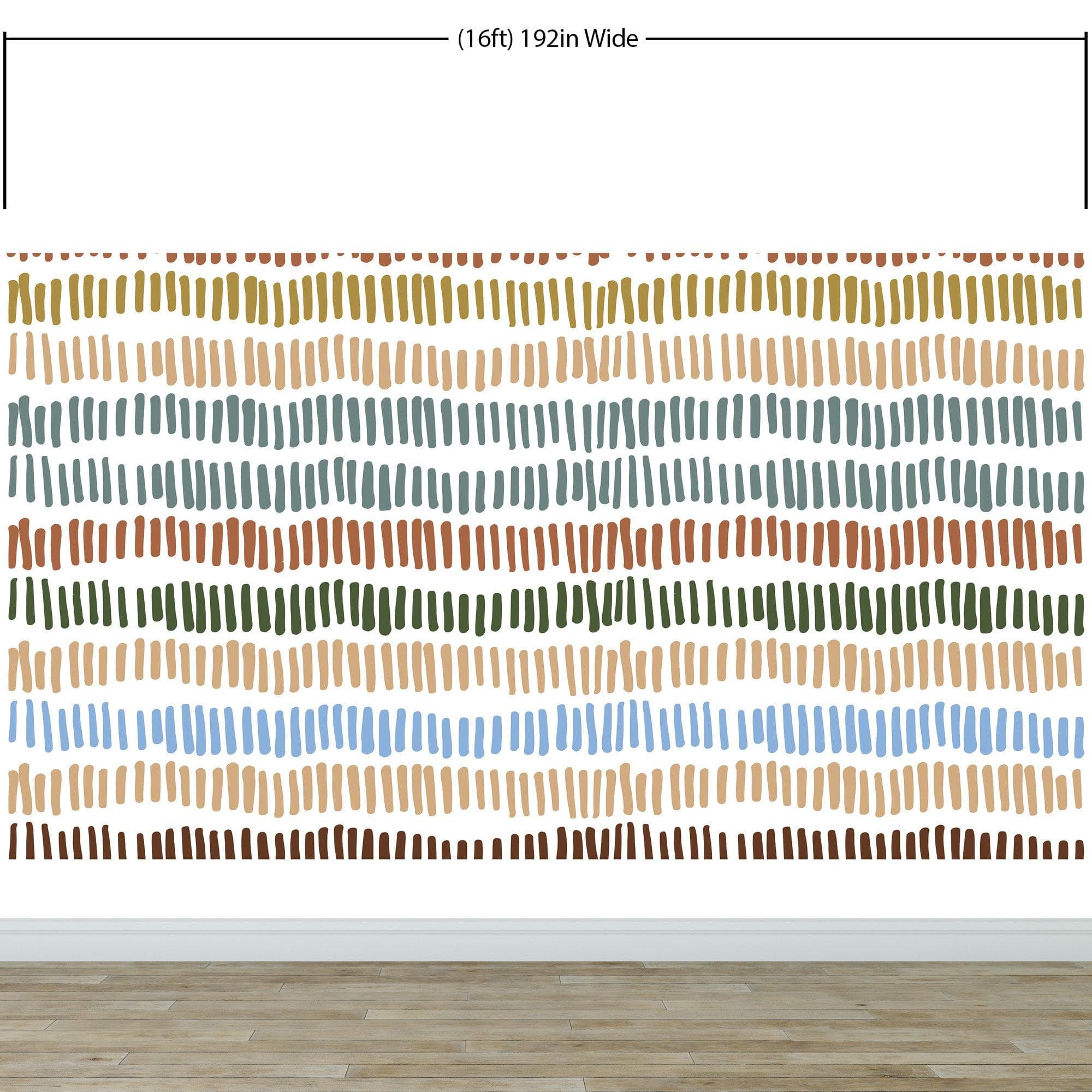 Minimalist Boho Wallpaper Peel and Stick Mural. Pastel Color Brush Strokes Stripes Pattern Design. #6568