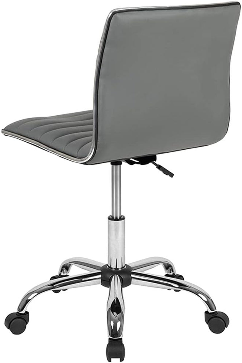 Alan Low Back Light Gray Ribbed Swivel Office Chair