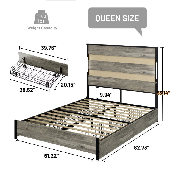 Queen-size Bed Frame For Storage Drawers