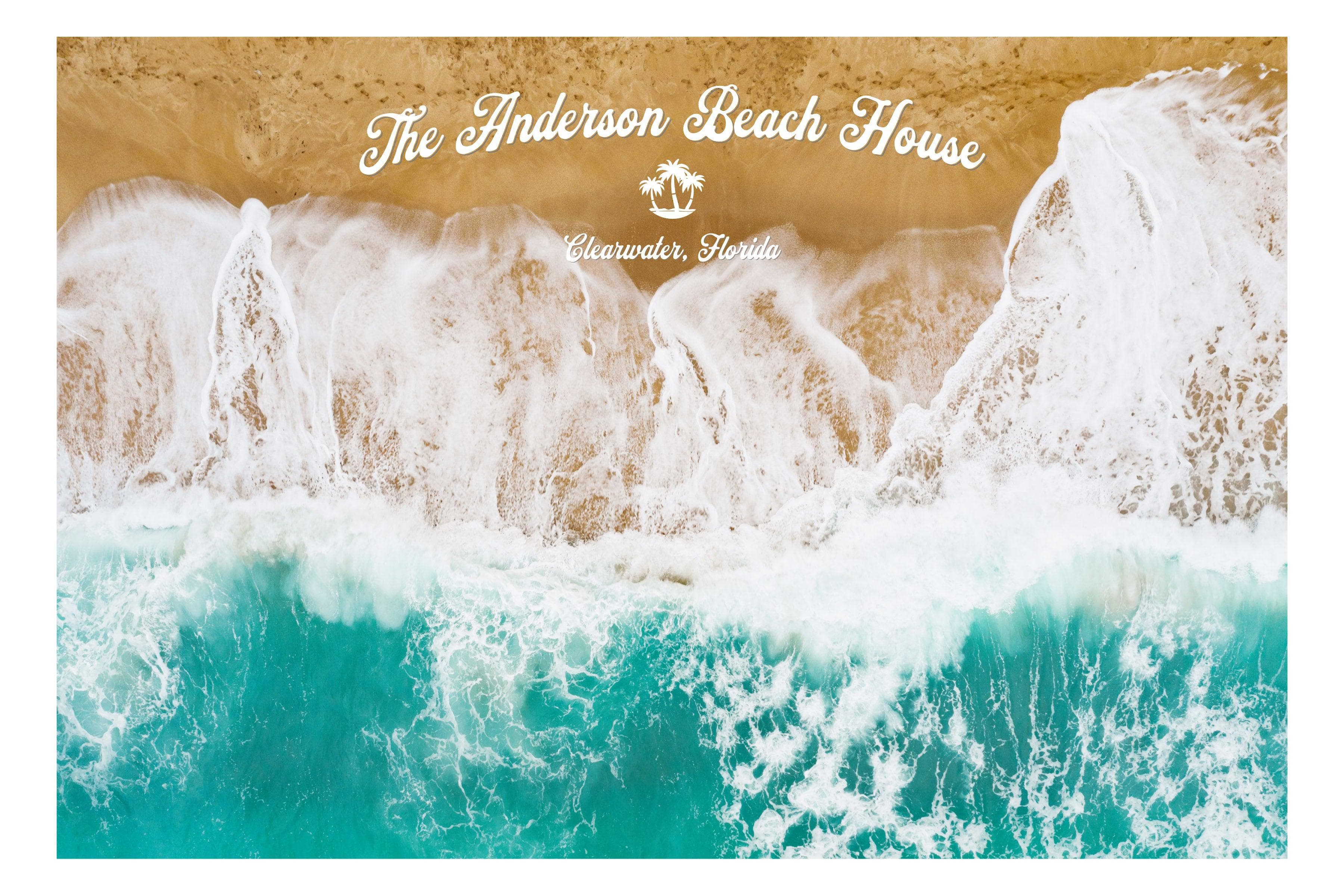 Custom Beach House Wallpaper Peel and Stick Mural. Personalized Text / Quote Family Beach Wall Art. #6592