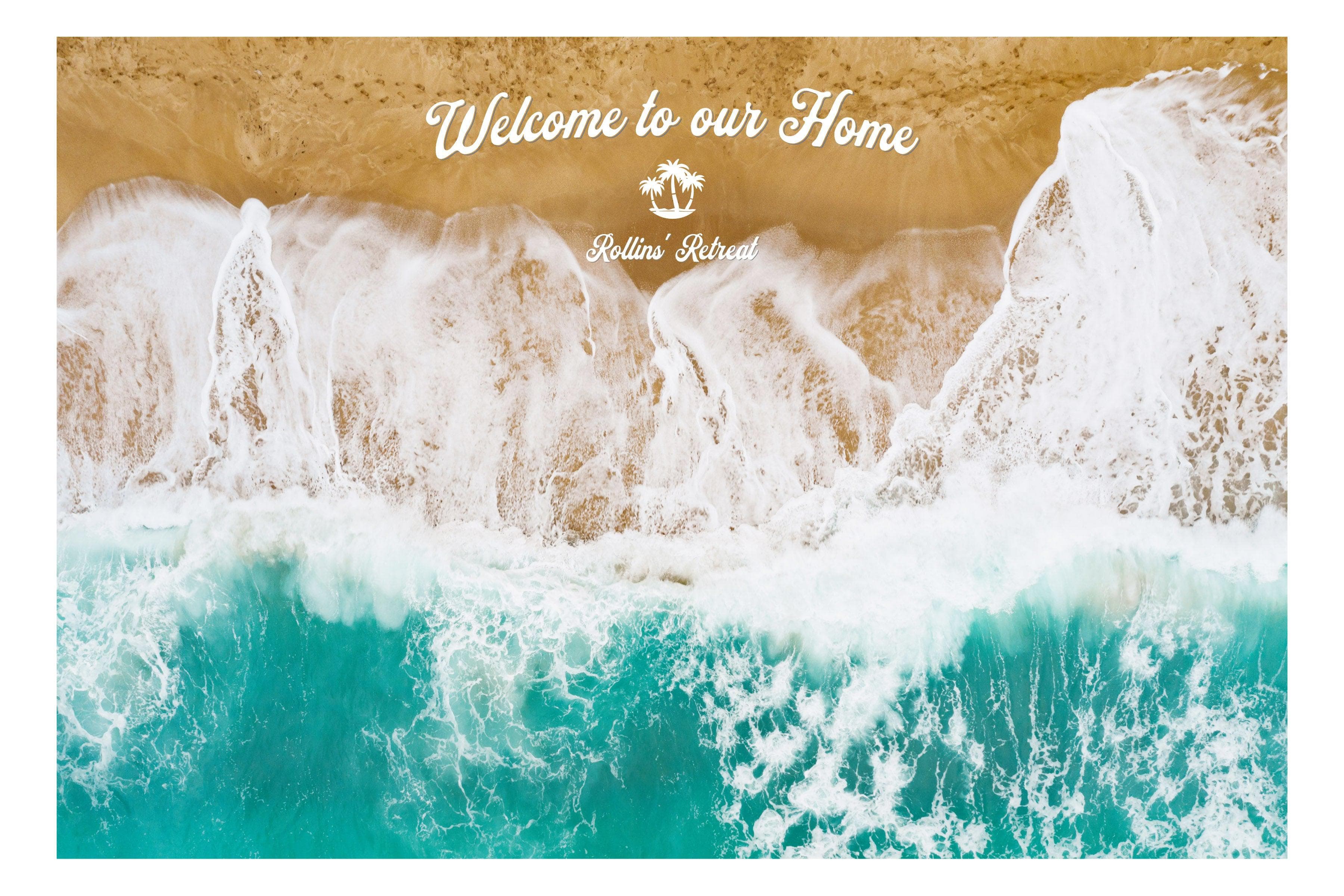 Custom Beach House Wallpaper Peel and Stick Mural. Personalized Text / Quote Family Beach Wall Art. #6592