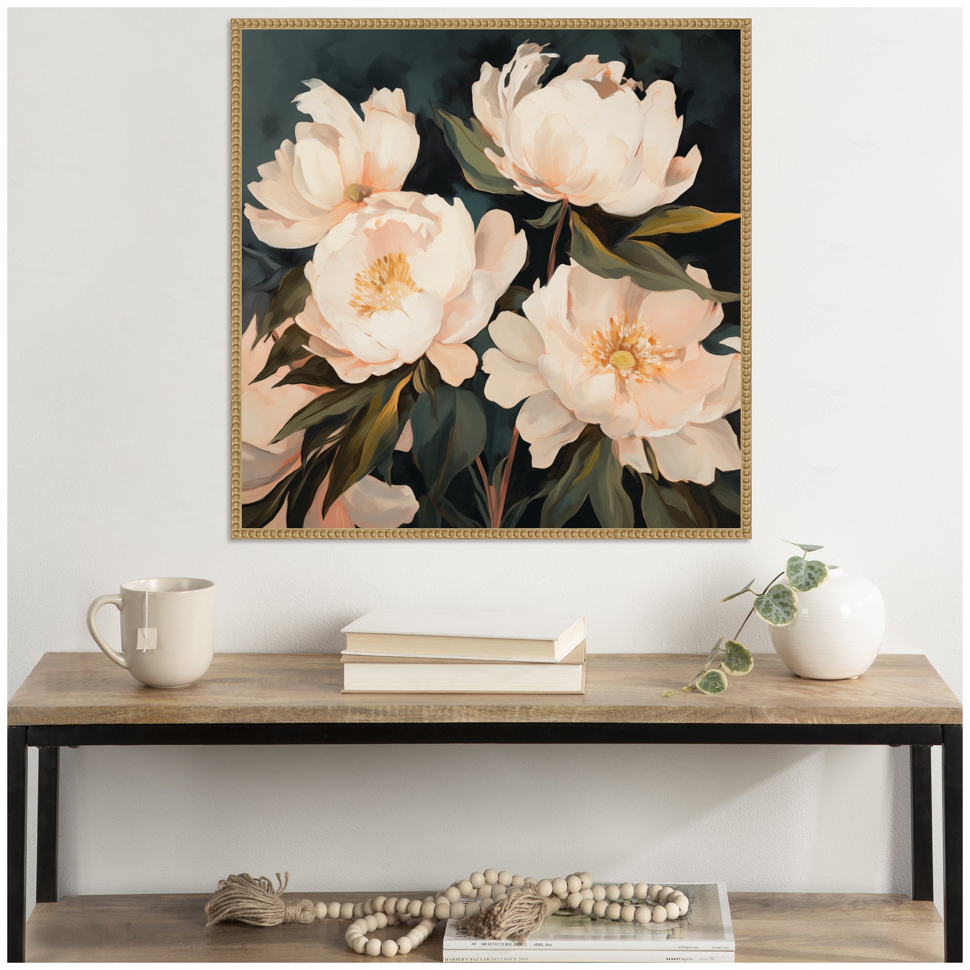 Sylvie Beautiful Painterly Floral Bouquets 2 Framed Canvas by The Creative Bunch Studio