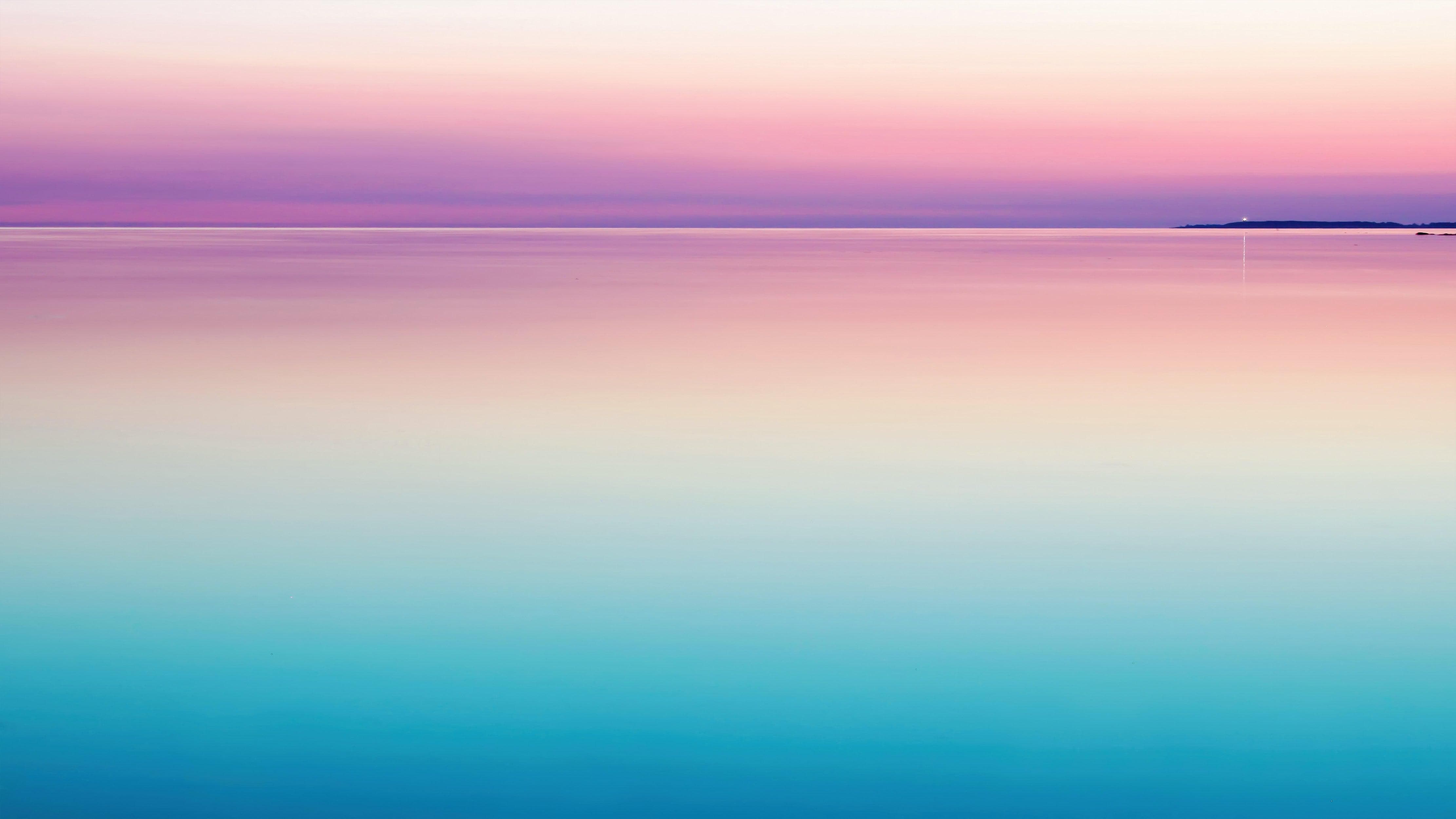 Pastel Pink Sunset Ocean Wallpaper Mural - Tropical Calm Waters. #6603