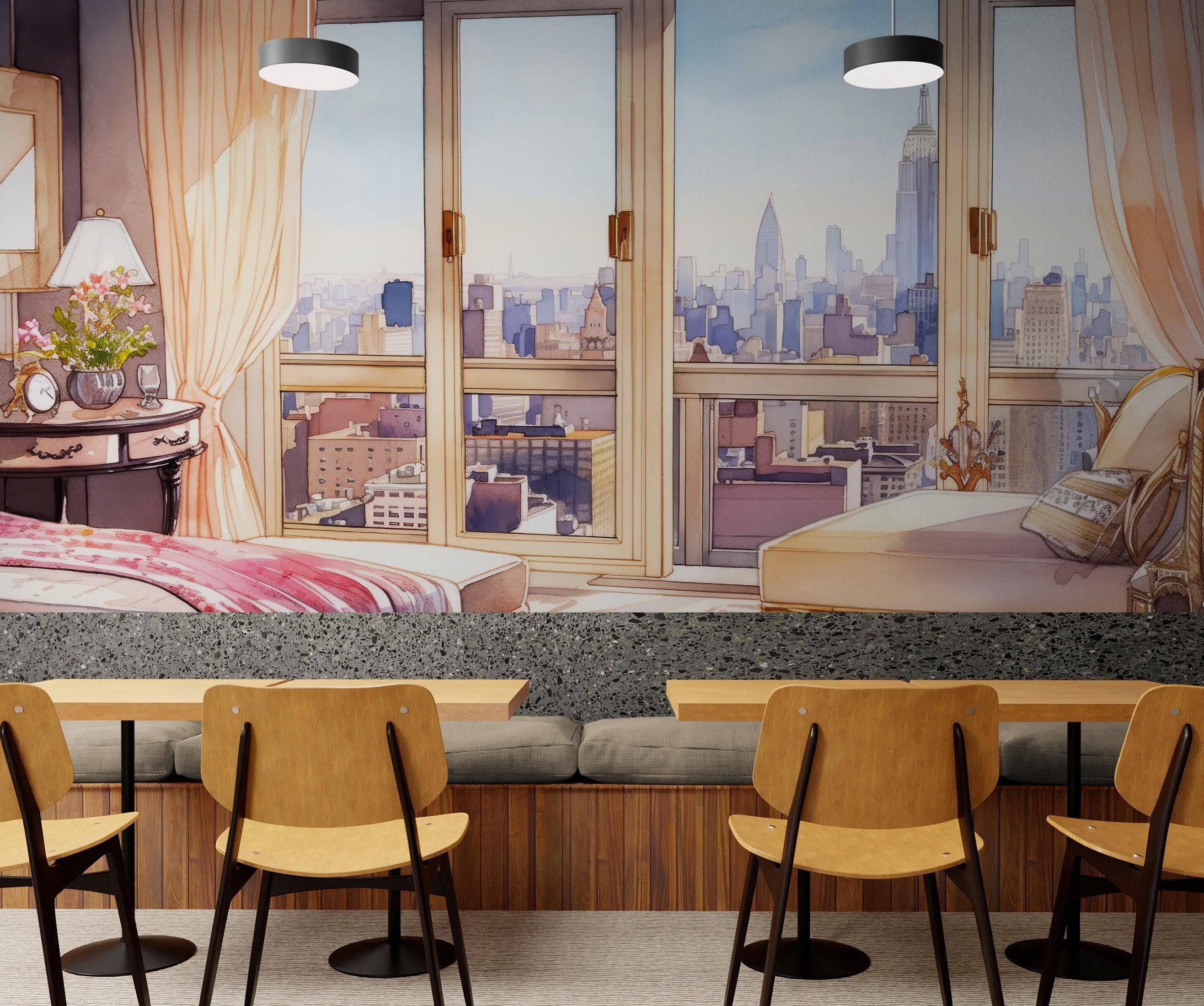 New York City Penthouse View Wallpaper Mural. #6660