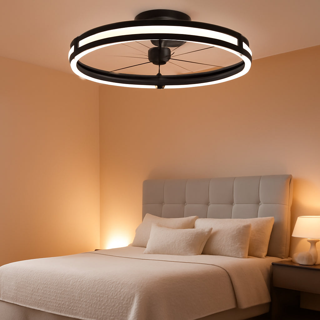 19.7 Inch Black Ceiling Fan With Light And Remote Dimmable 3000K To 6000K