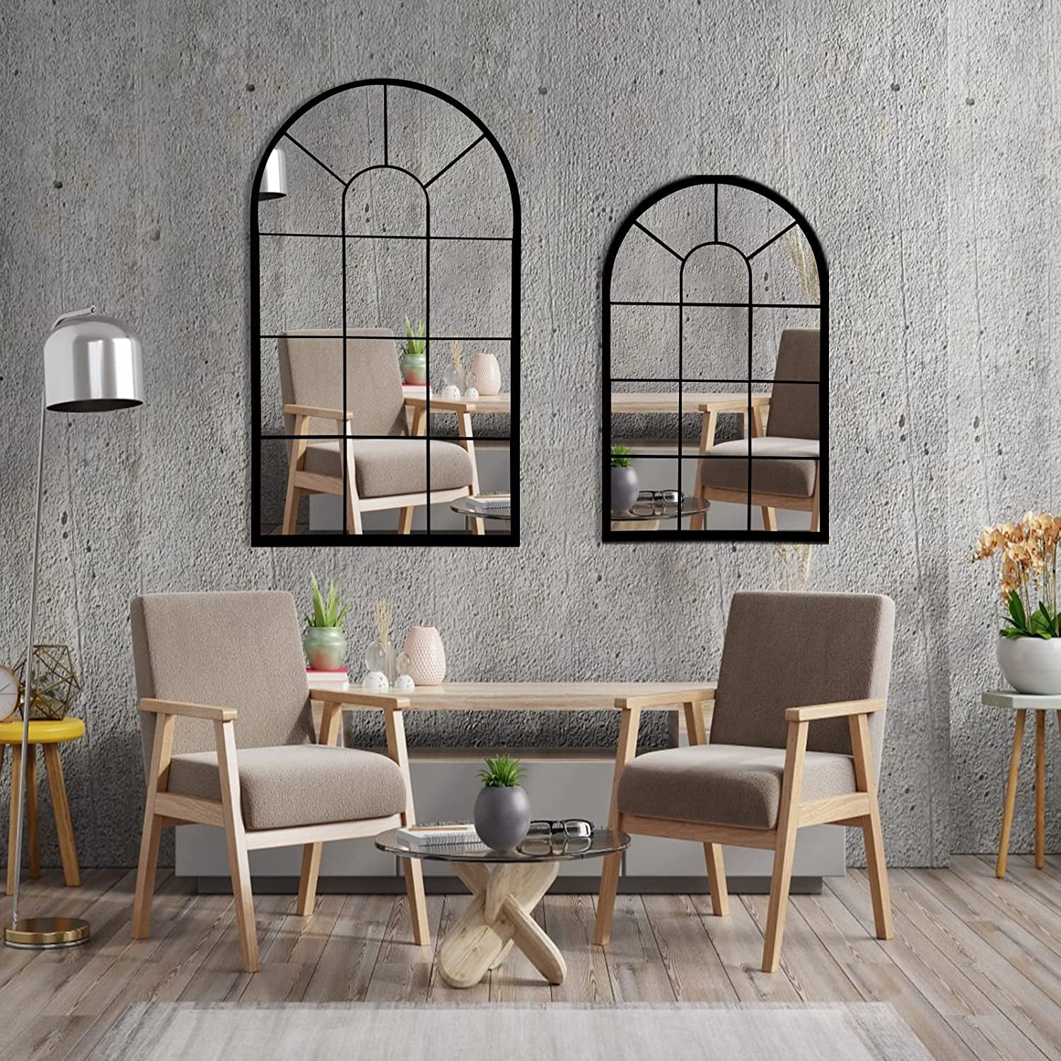 Wall Mirror Black Arched Farmhouse 41.3 x 24 x 1 Inches