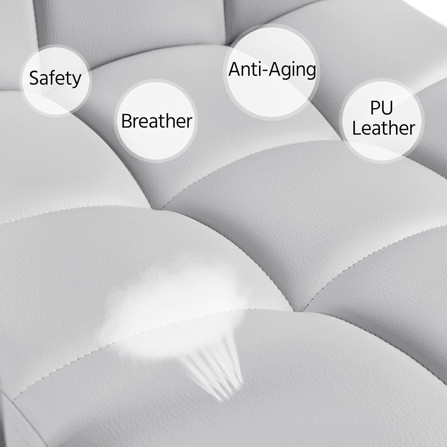 Light Grey Adjustable Swivel Bar Stools With Backrest, PU Leather, Set Of 2