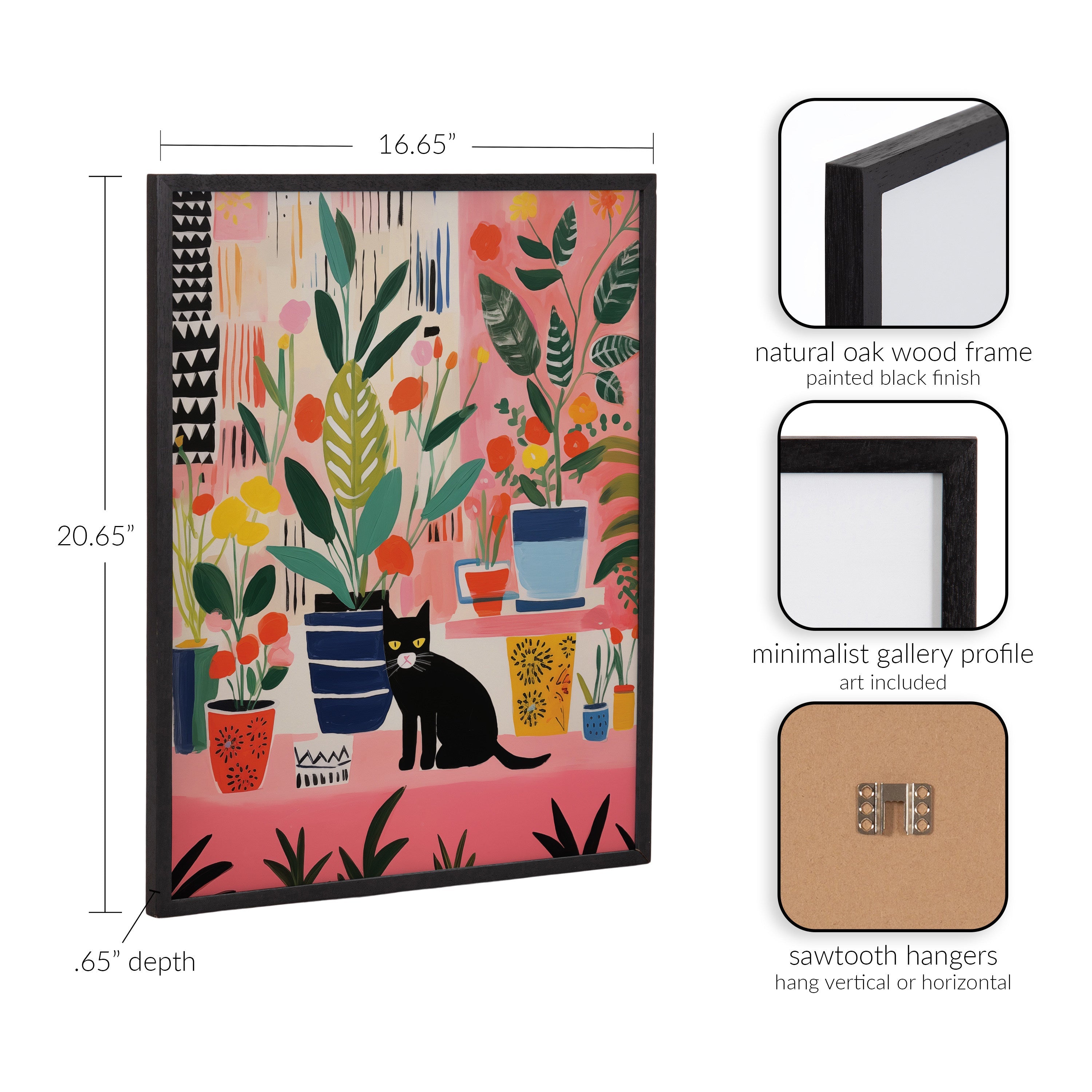 Gallery Whimsical Houseplants and a Black Kitty Cat Print by The Creative Bunch Studio
