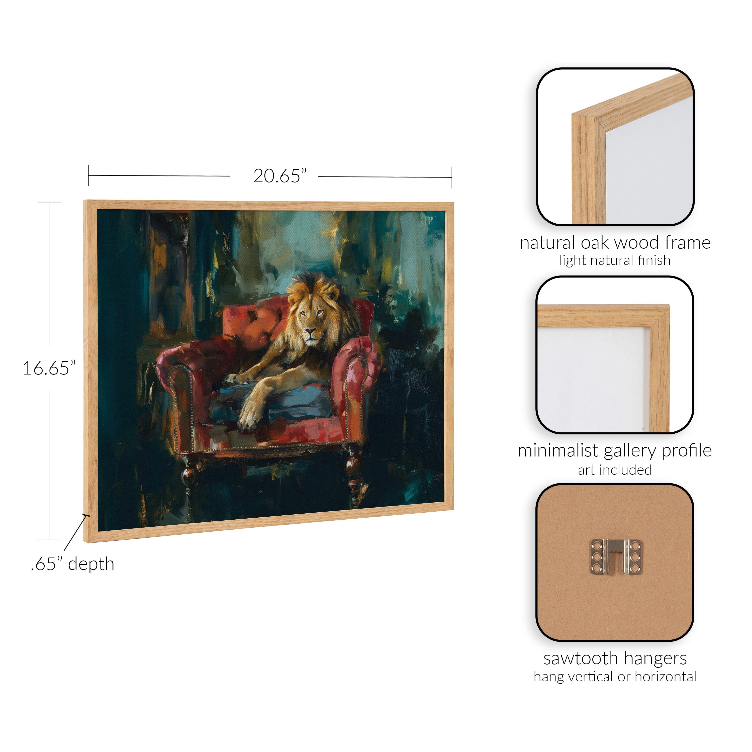 Gallery Lion Portrait in Rich Jewel Tones Print by The Creative Bunch Studio