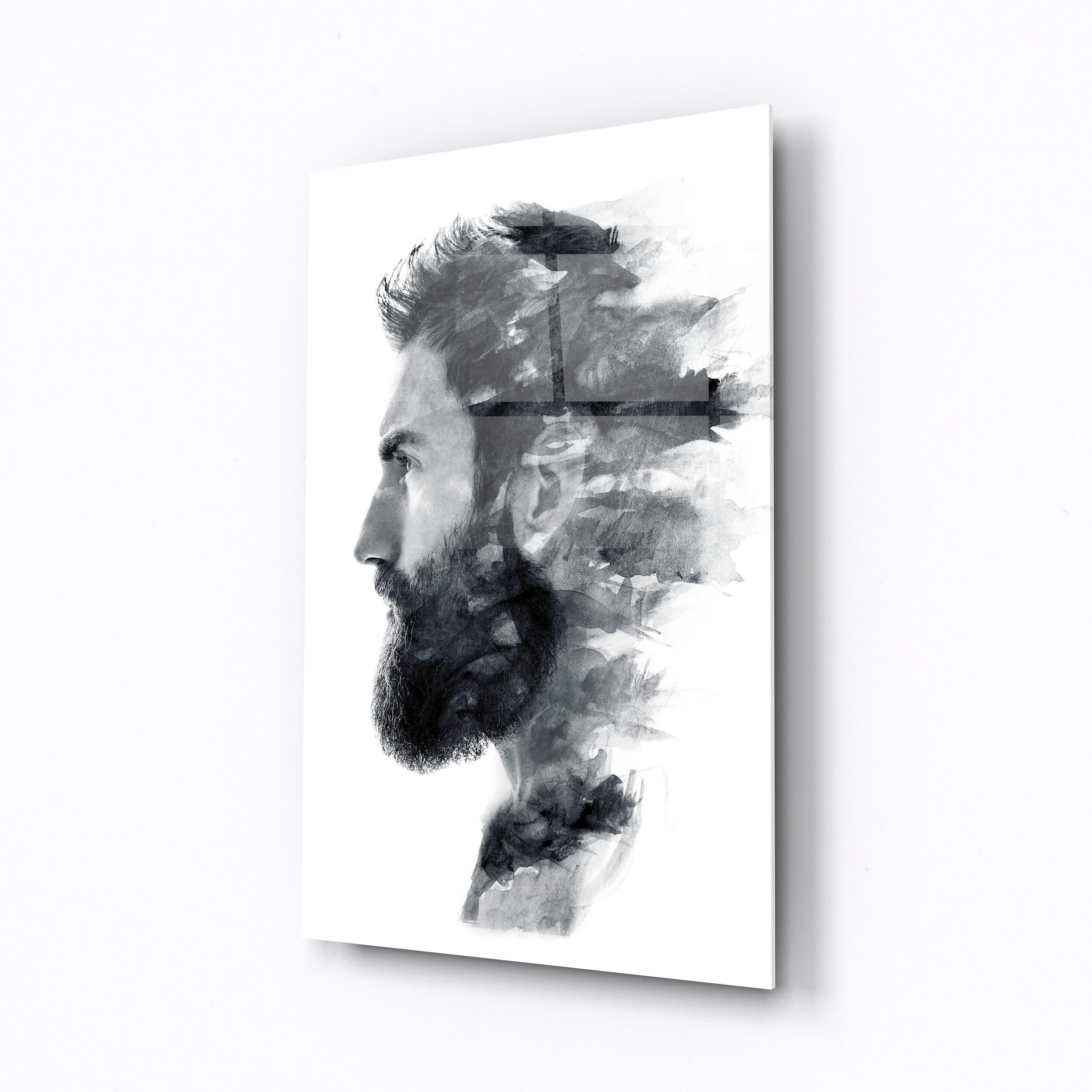 Tempered glass wall art Bearded man-0