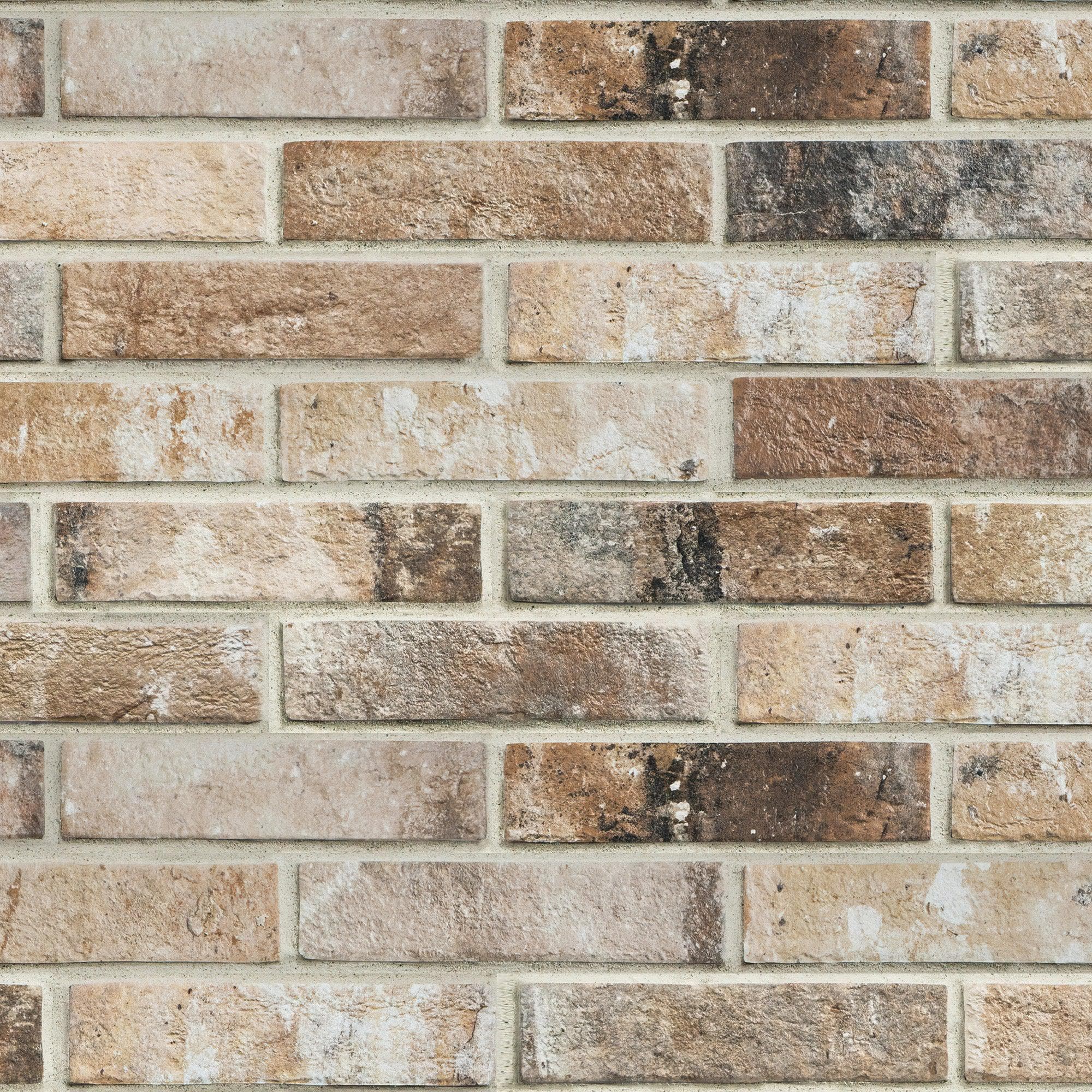 Brick Pattern Wallpaper Mural. Light Tan and Brown Color. #6801