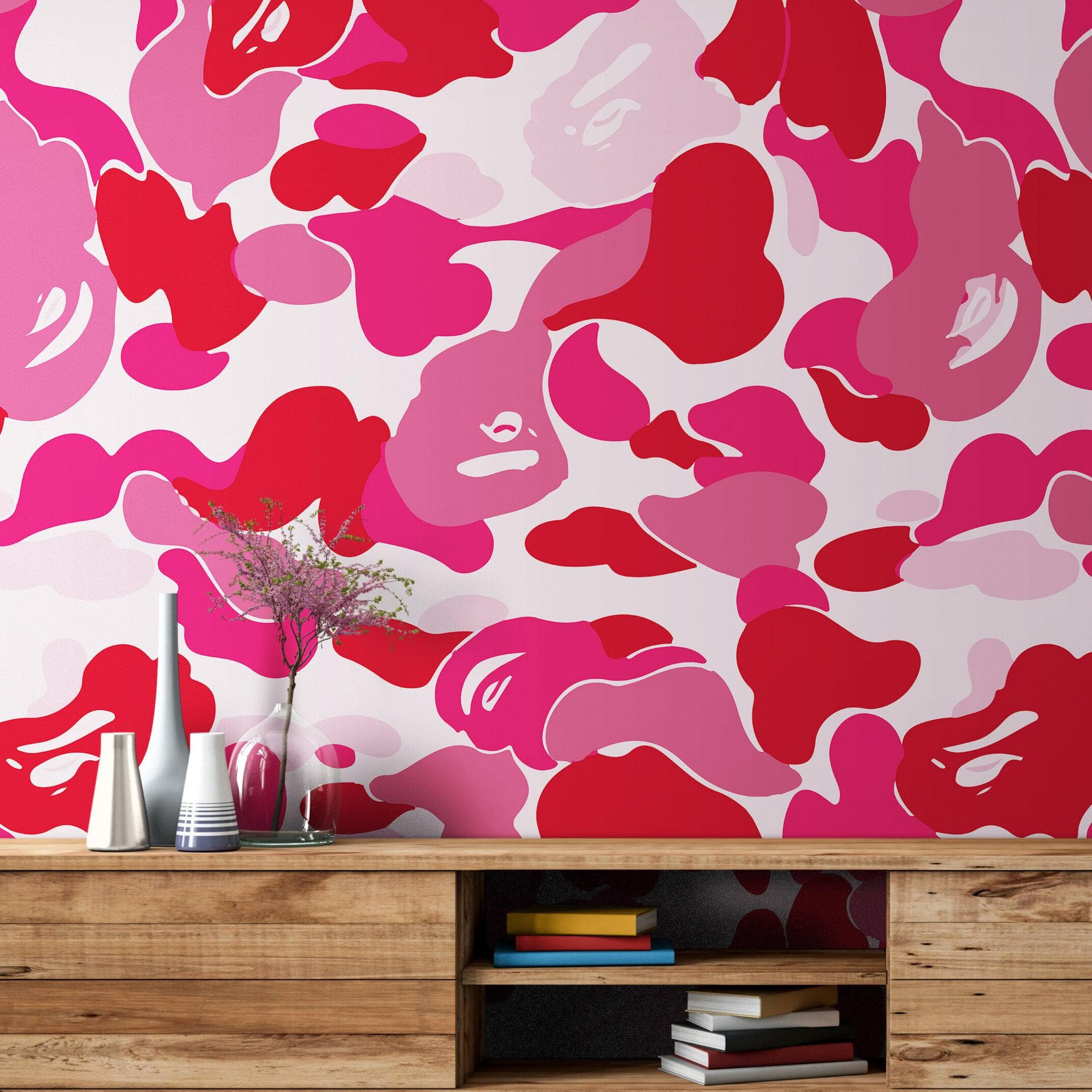 Bape Camo Wallpaper Mural. Pink Camo Streetwear Hype Beast Aesthetics. #6835