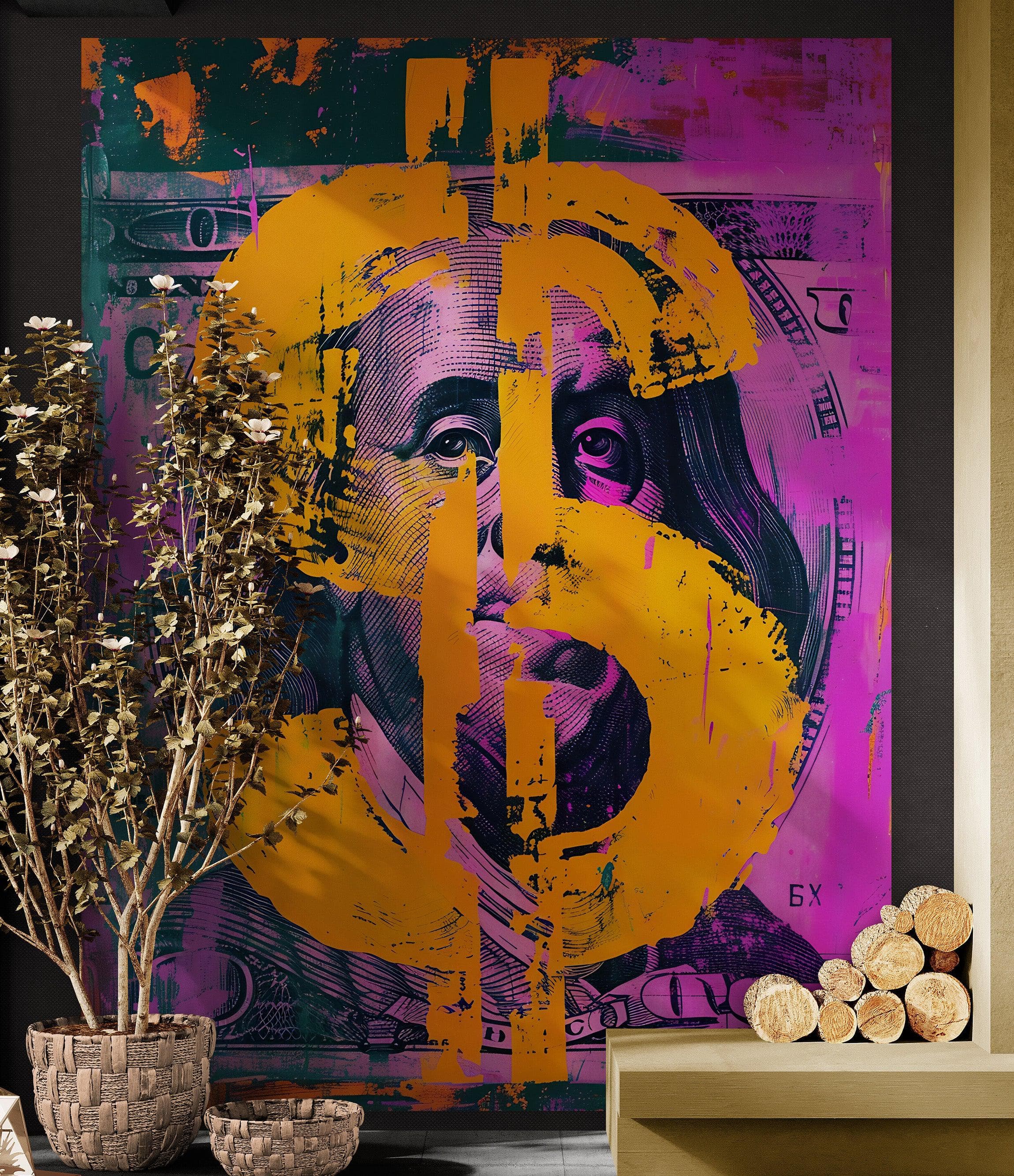 Money, Wealth, Success, Ambition Art Wall Wallpaper. Street Graffiti Art Mural. #6850