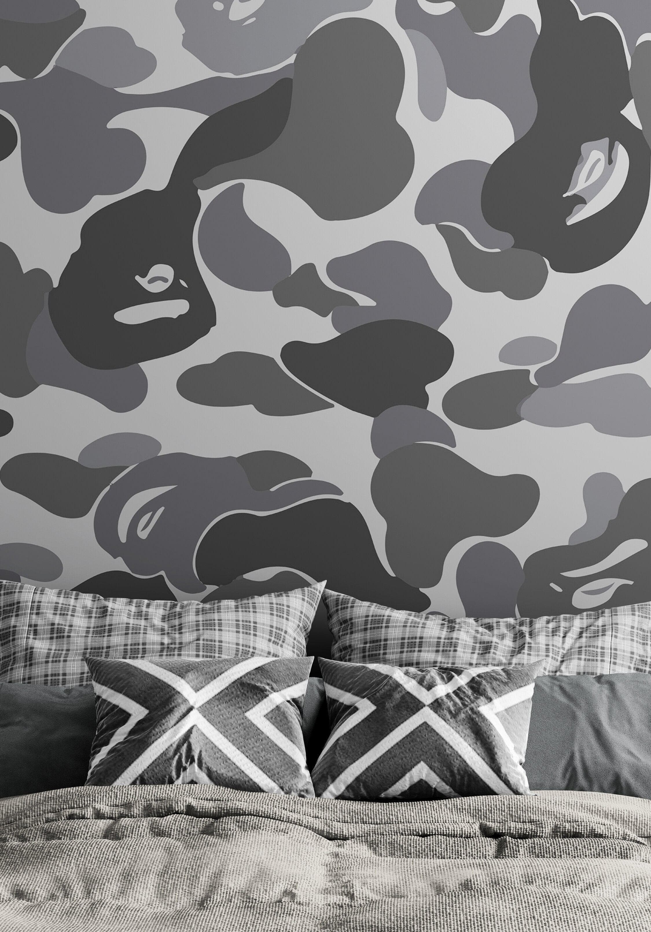 Bape Camo Wallpaper Mural. Blue Camo Streetwear Hype Beast Aesthetics. #7027