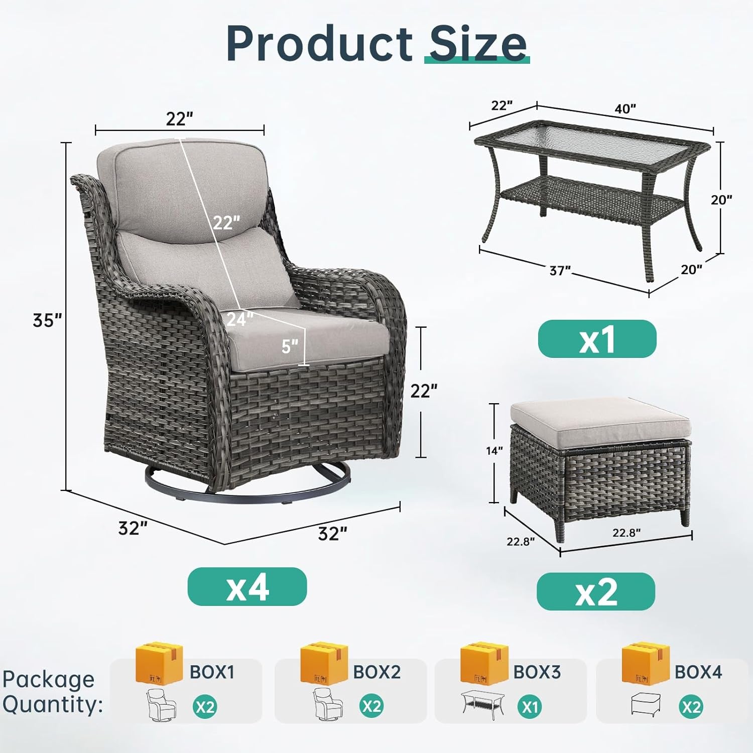 Swivel Rocker Patio Chairs Set with Cozy Coffee Table