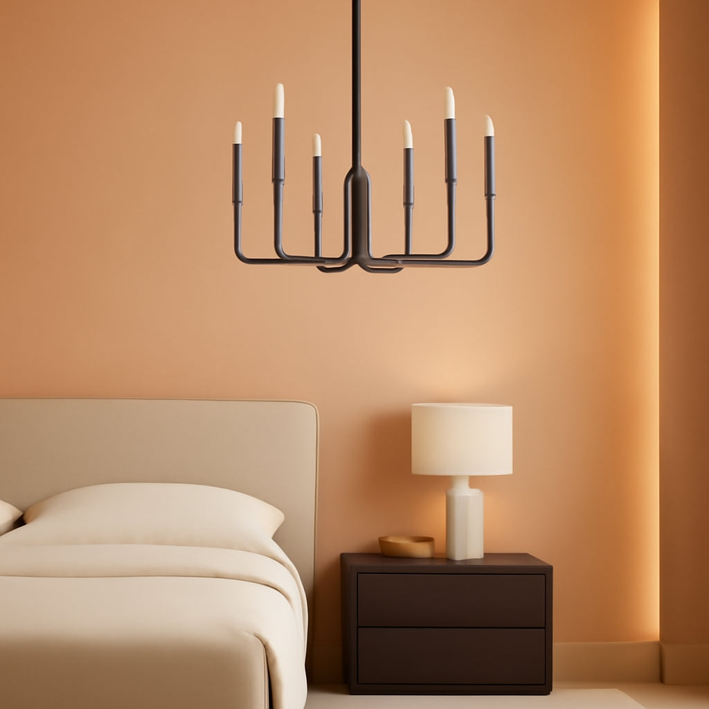 6 Light Brushed Nickel Farmhouse Chandelier For Dining Room