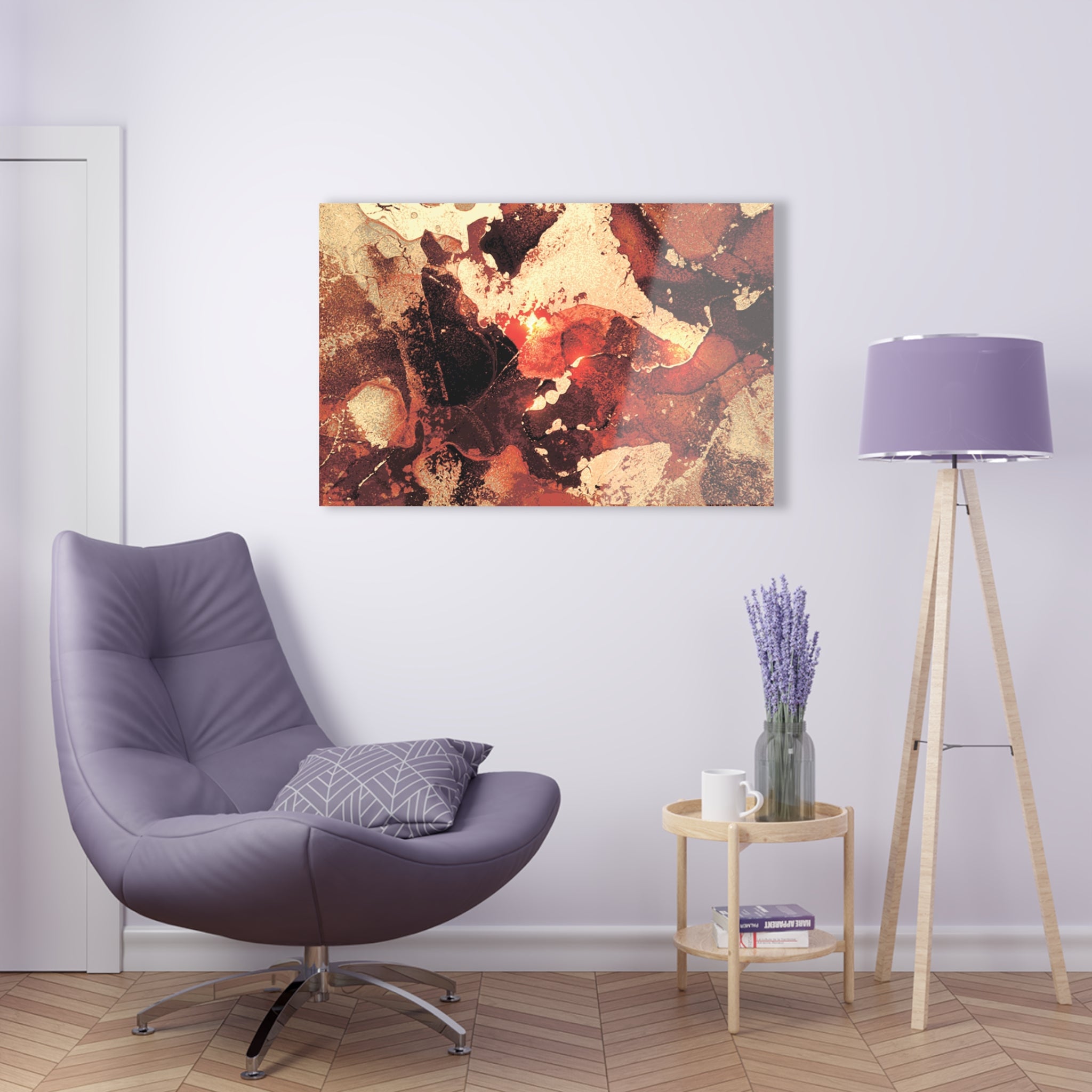 Dark brown, lux wall art, yellow spots