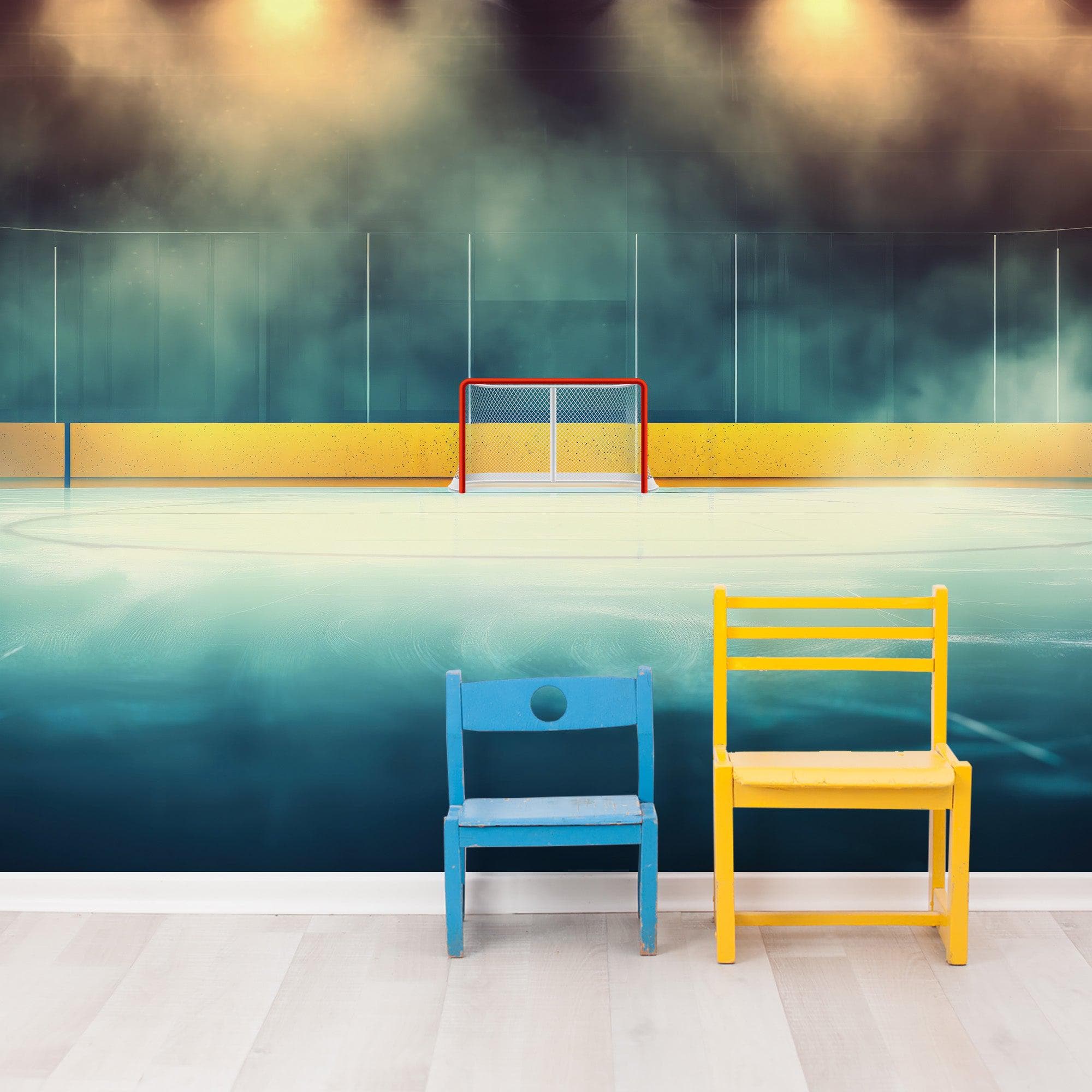 Hockey Rink Wallpaper Mural. Sports Theme Decor. #6958