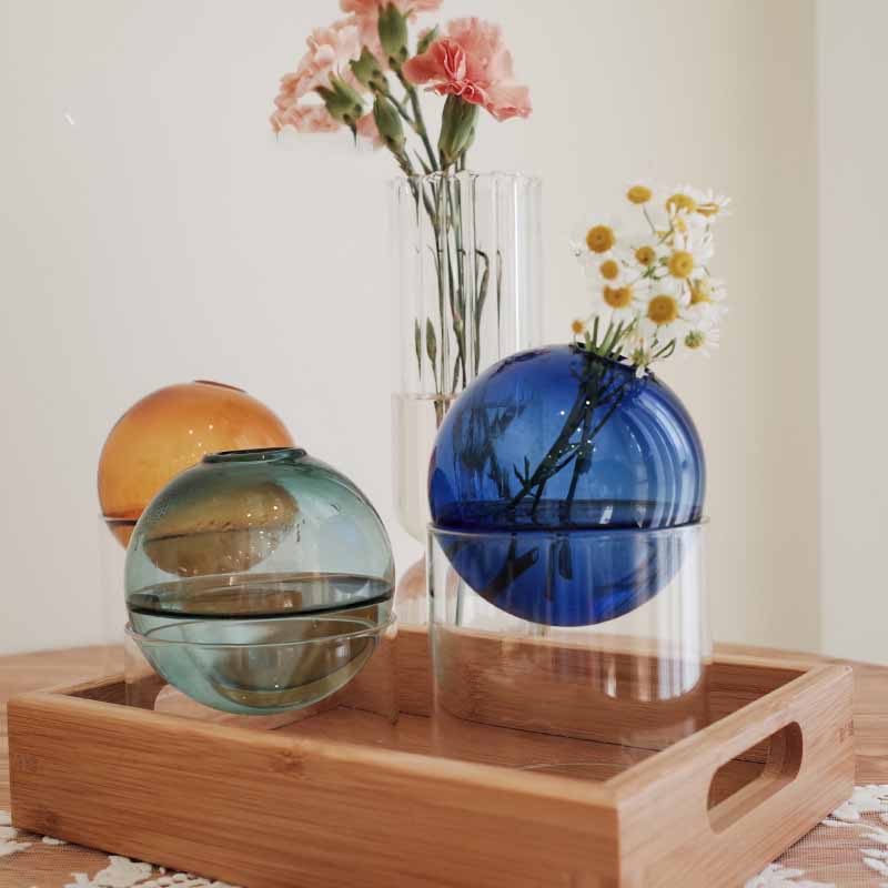 Nordic Colored Bubble Glass Vase-5