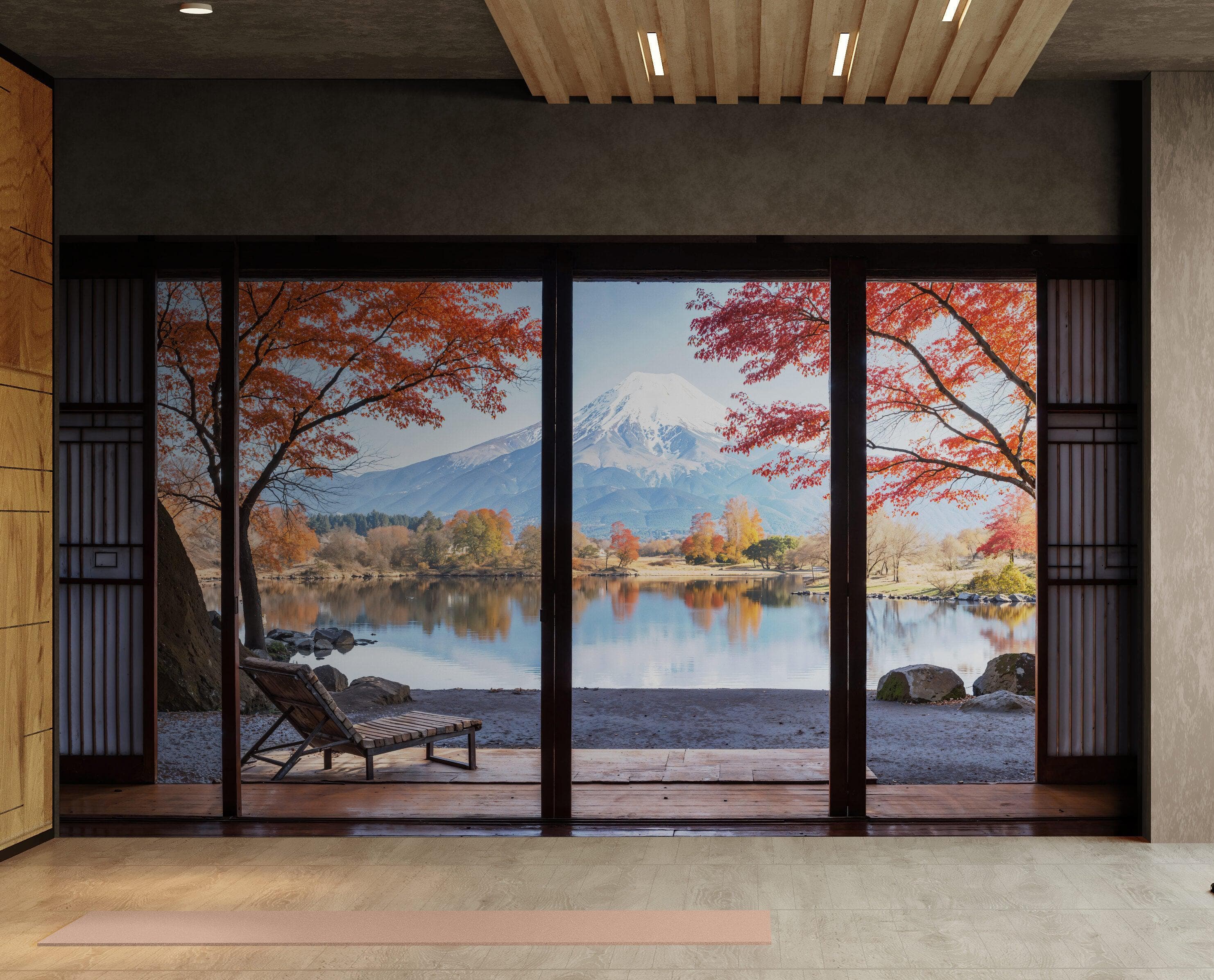 Scenic Lake View with Mount Fuji 3D Wallpaper Mural. #6988