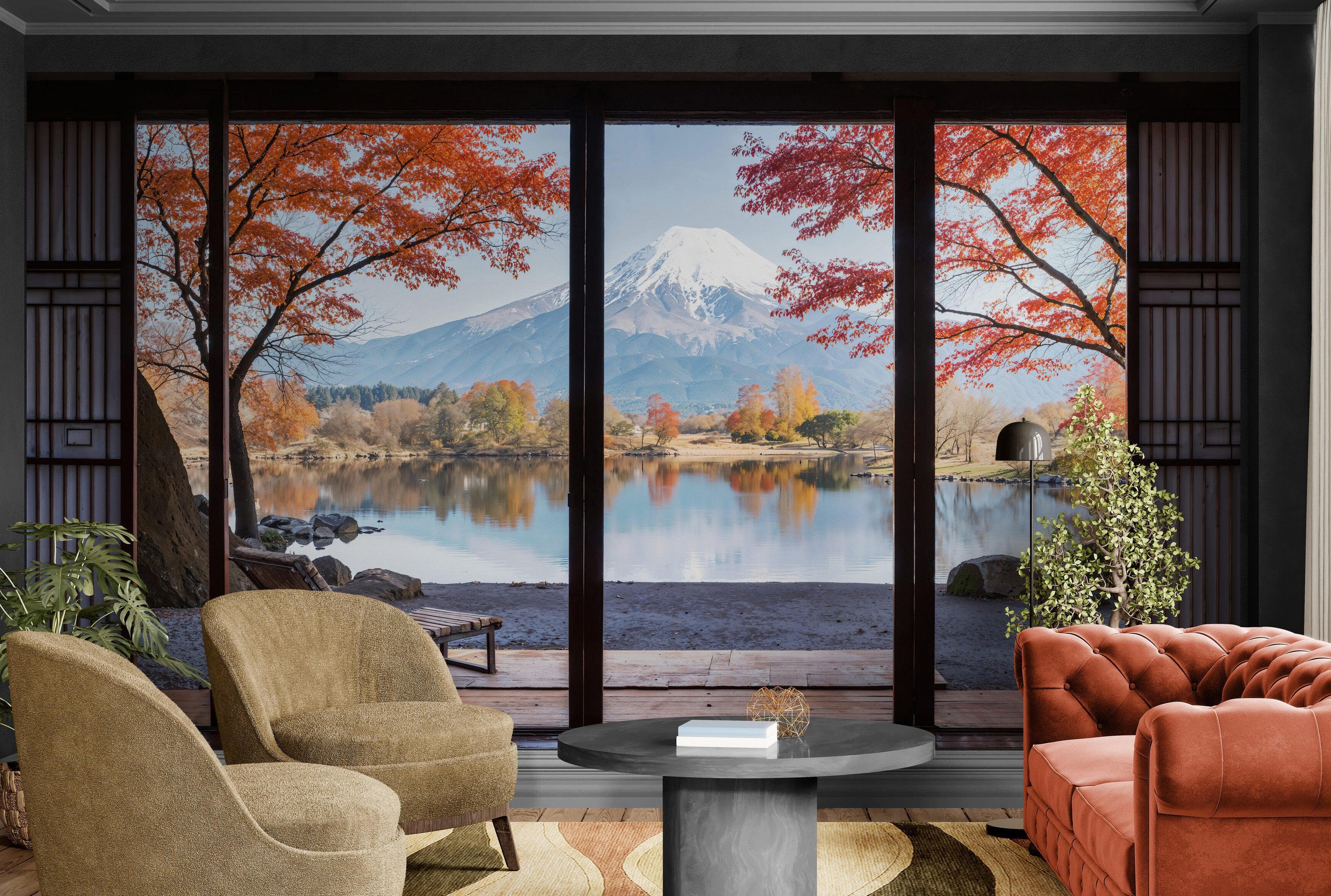 Scenic Lake View with Mount Fuji 3D Wallpaper Mural. #6988