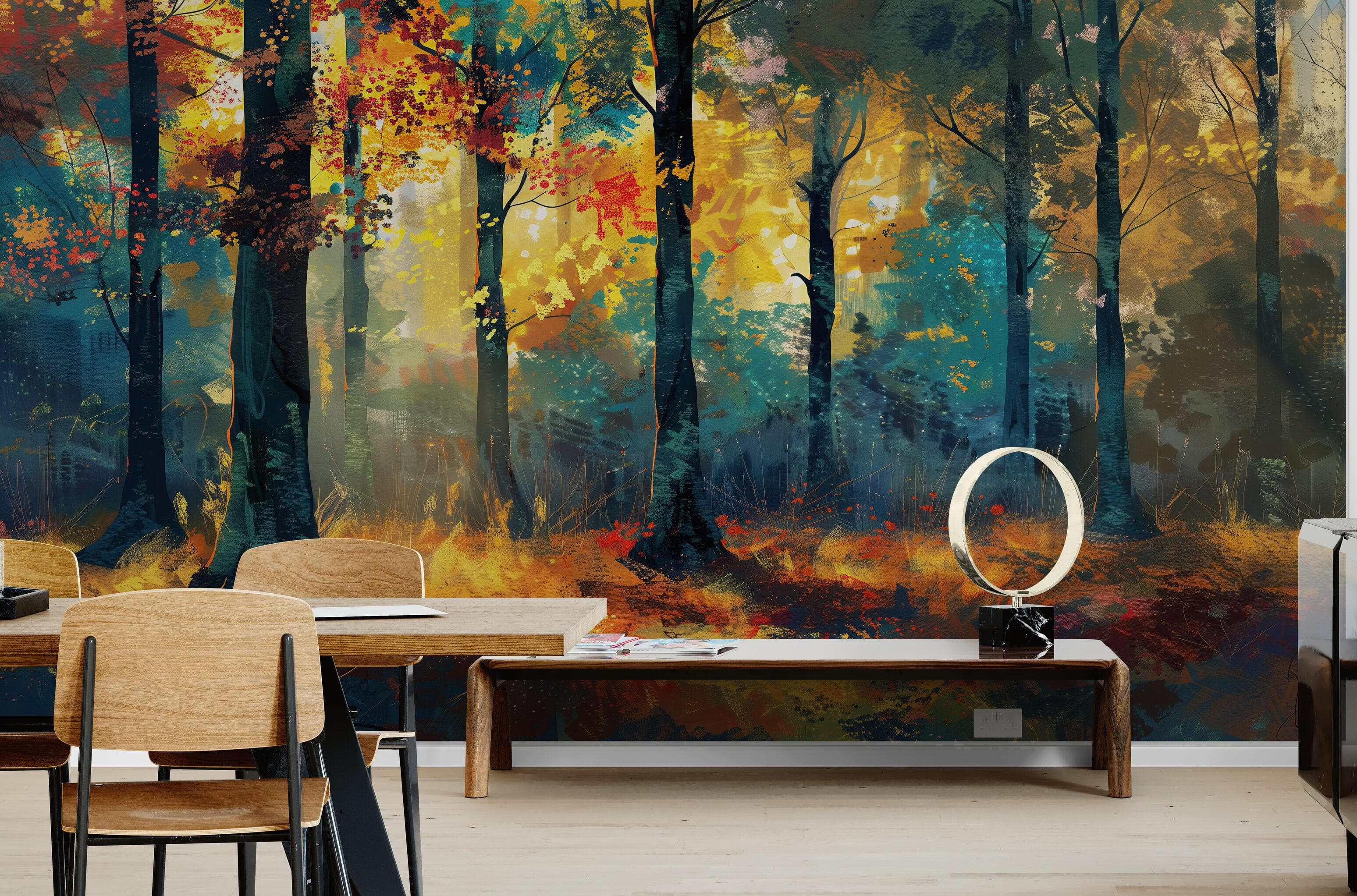 Colorful Forest Painting Wallpaper Mural. #6991