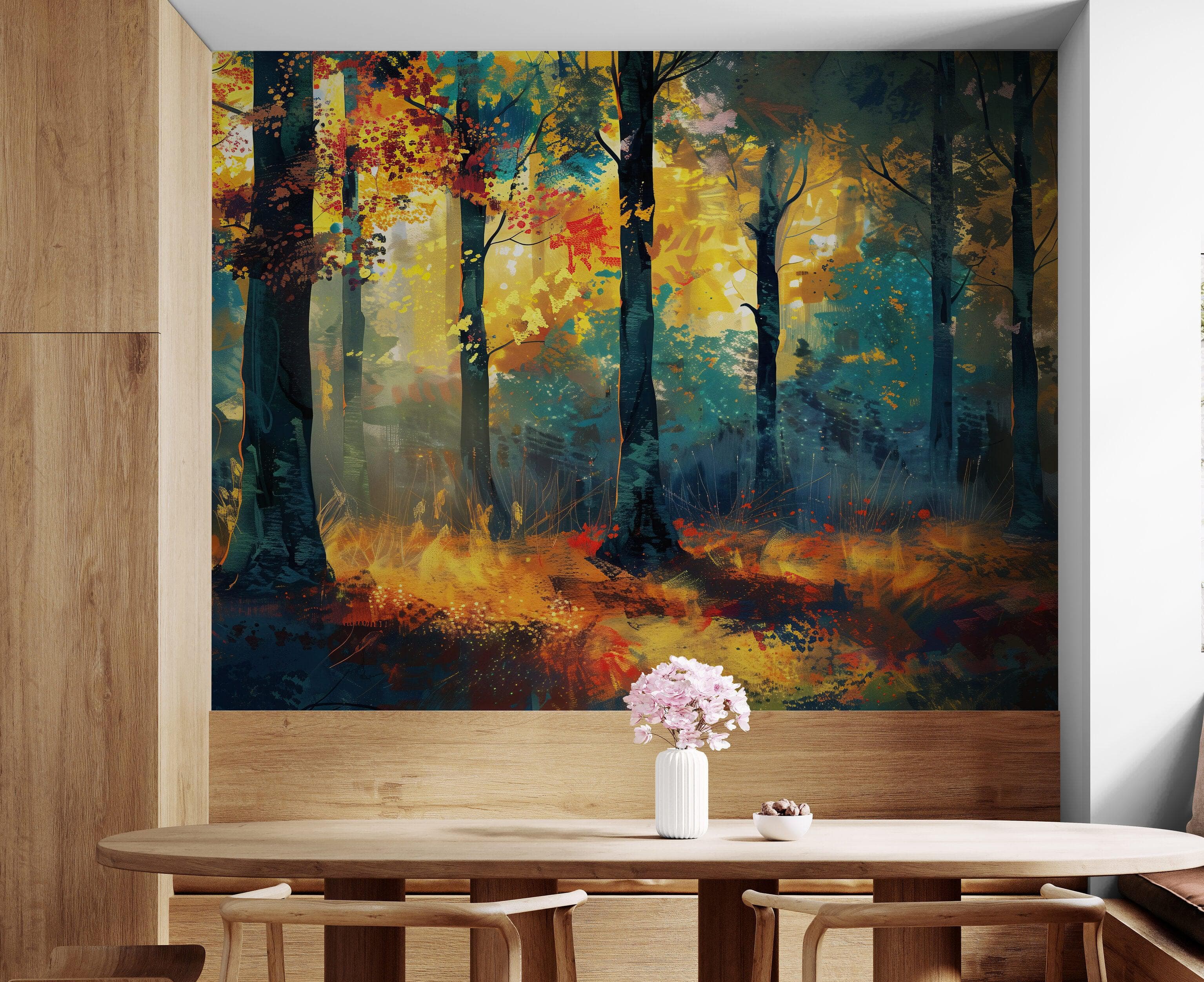 Colorful Forest Painting Wallpaper Mural. #6991