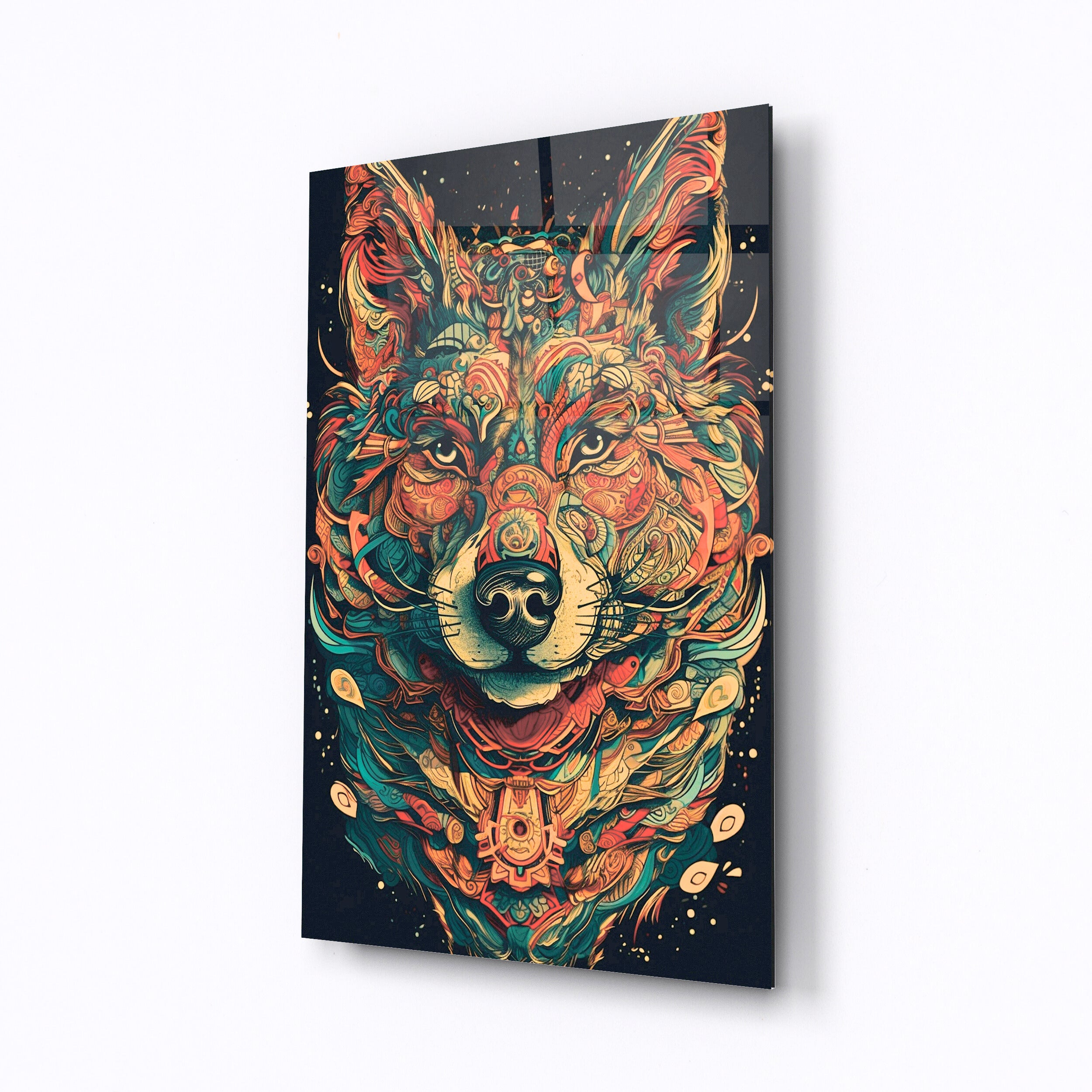 Tempered glass wall art Fairy wolf-0