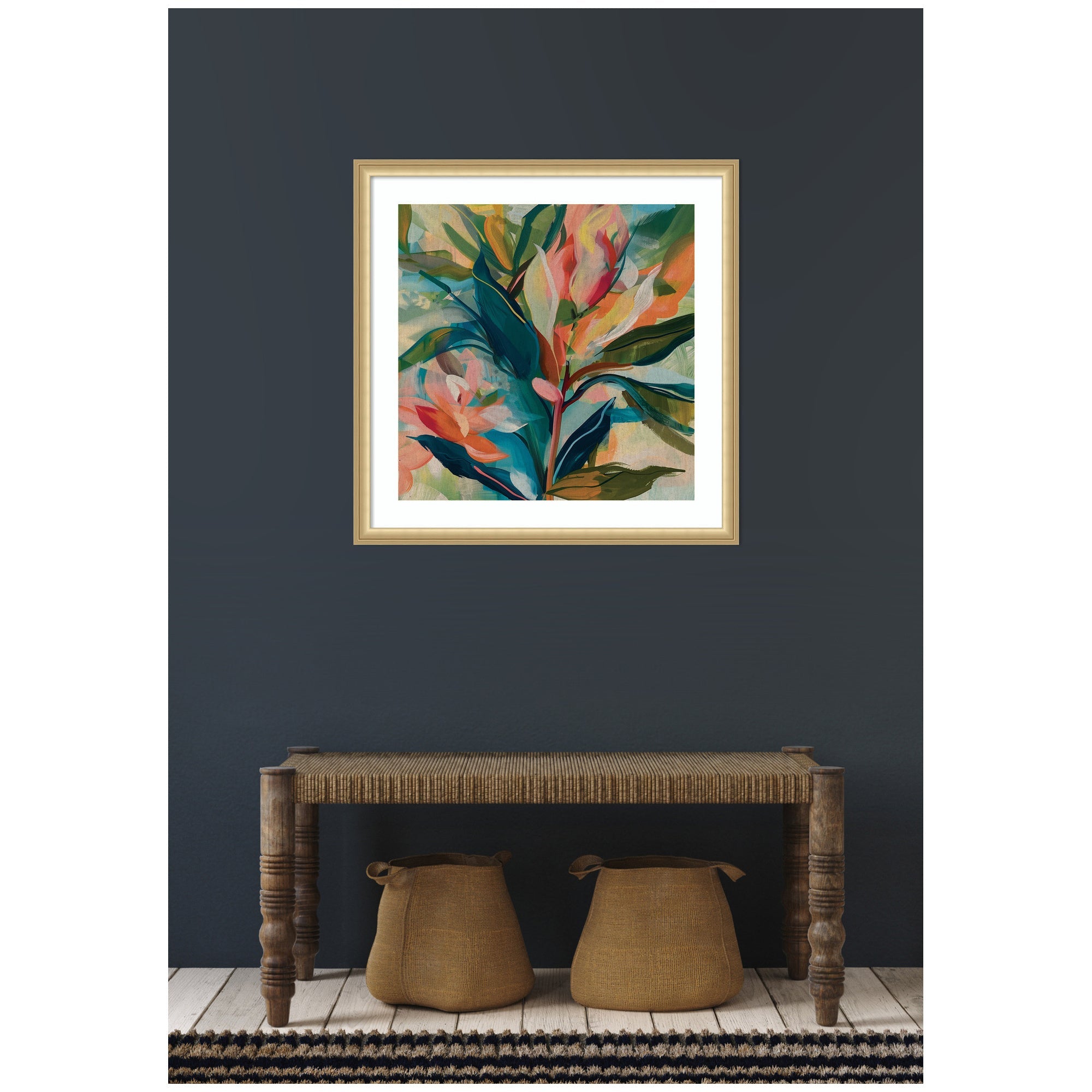 Framed Art Colorful Tropic Botanical Abstract Neutral Linen by The Creative Bunch Studio