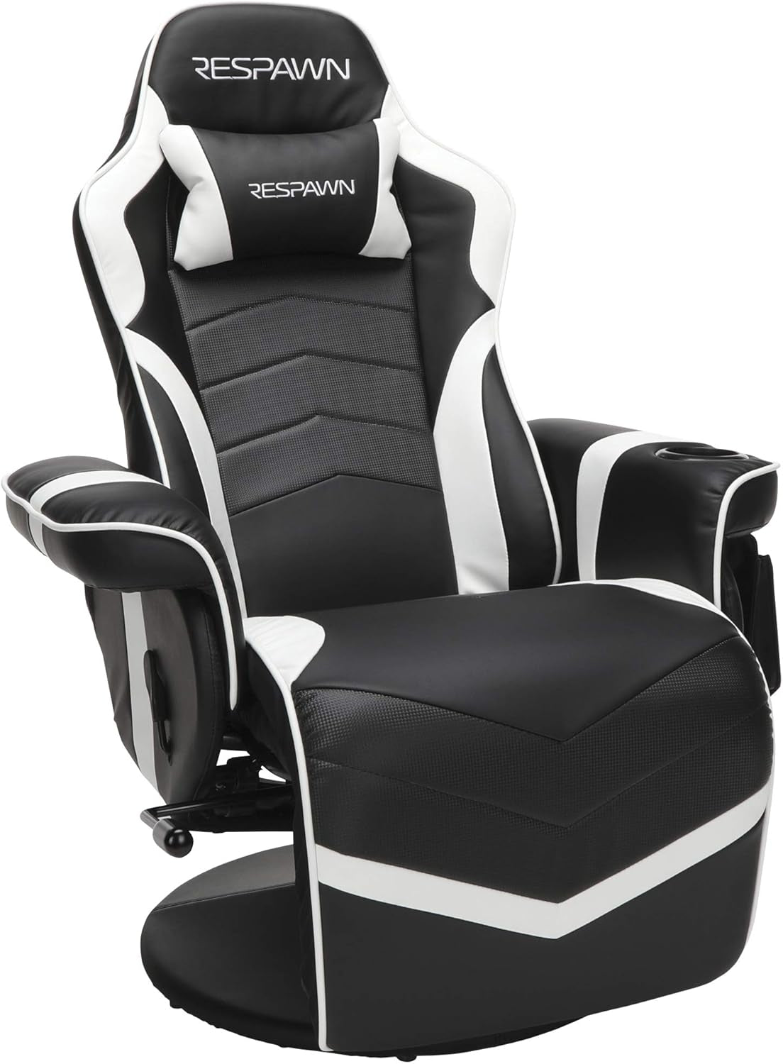 White Gaming Recliner Cupholder And Adjustable Footrest