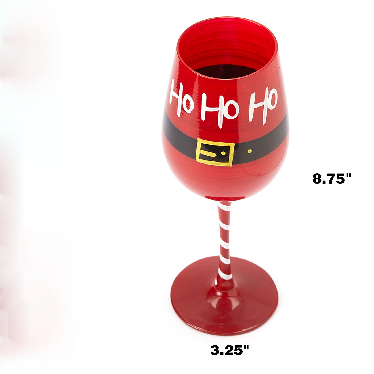 Ho Ho Ho Santa's Christmas Stemmed Wine & Water Glasses - Set of 2 - HoHoHo, Red & Black, 9" H - Holiday Parties Glassware - Xmas Tree - Set of 2, 17.5oz - Merry Christmas Santa Festive Glass-4