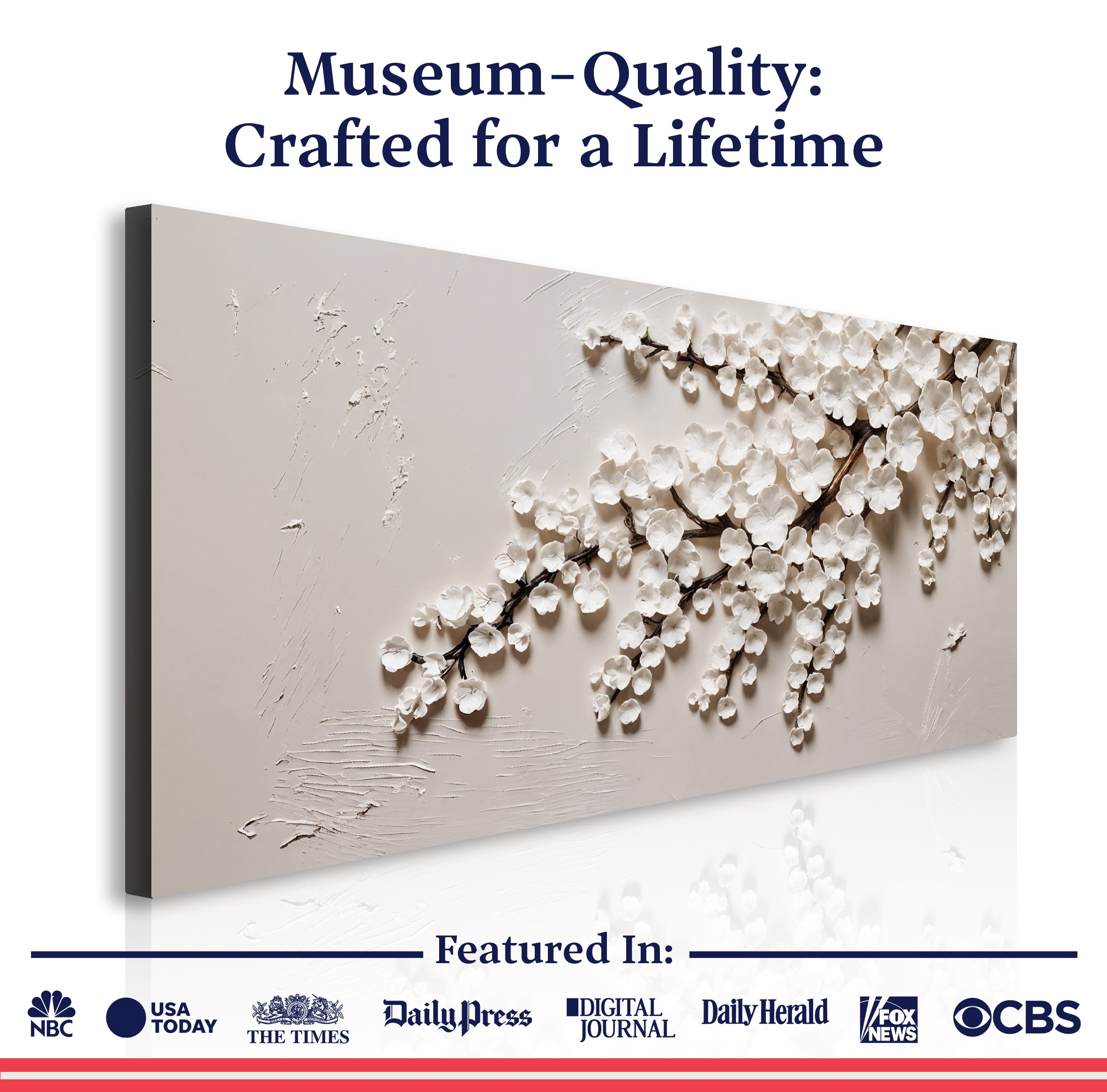 White Cherry Blossom Wall Art