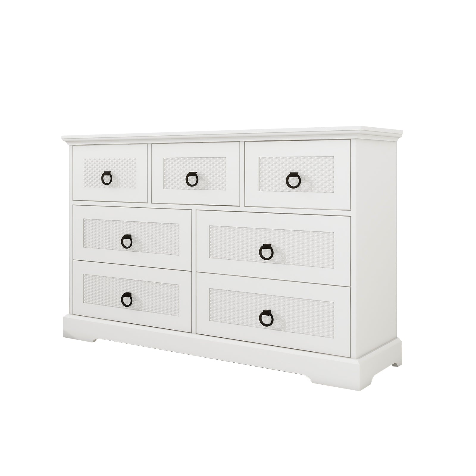 Modern 7-Drawer Dresser – 47" Wide Farmhouse Chest for Bedroom, Living Room, Entryway – White Tall Storage Cabinet