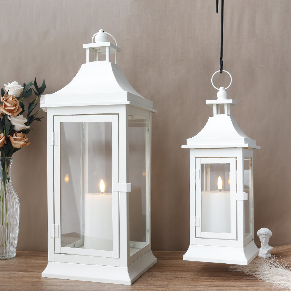19.5''&13''Tall Set of 2 Outdoor Candle Lanterns-1