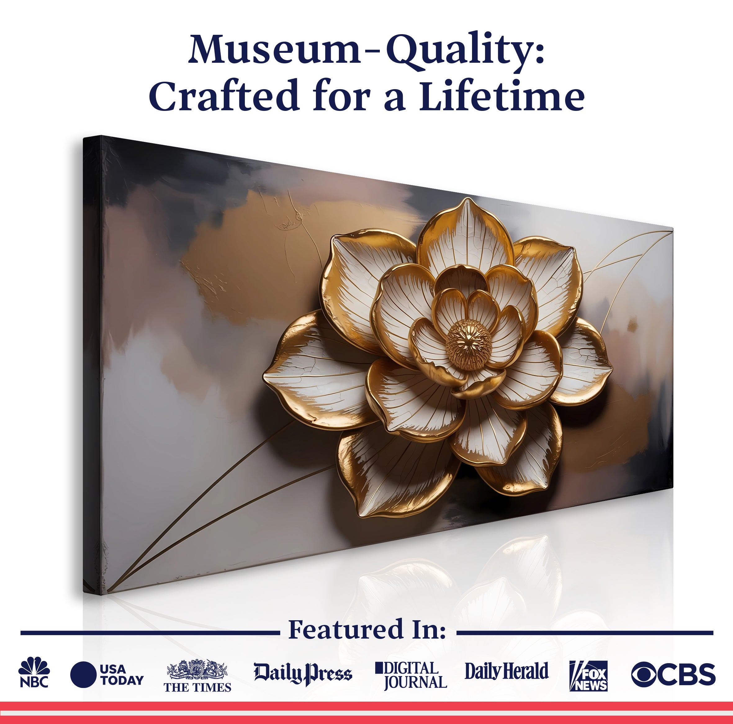 Golden Lotus Minimalist Abstract Wall Art