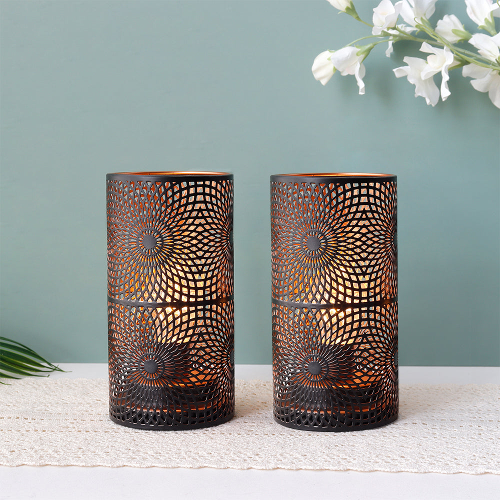 7.5"H Set of 2 Black Table Metal Lamp-0